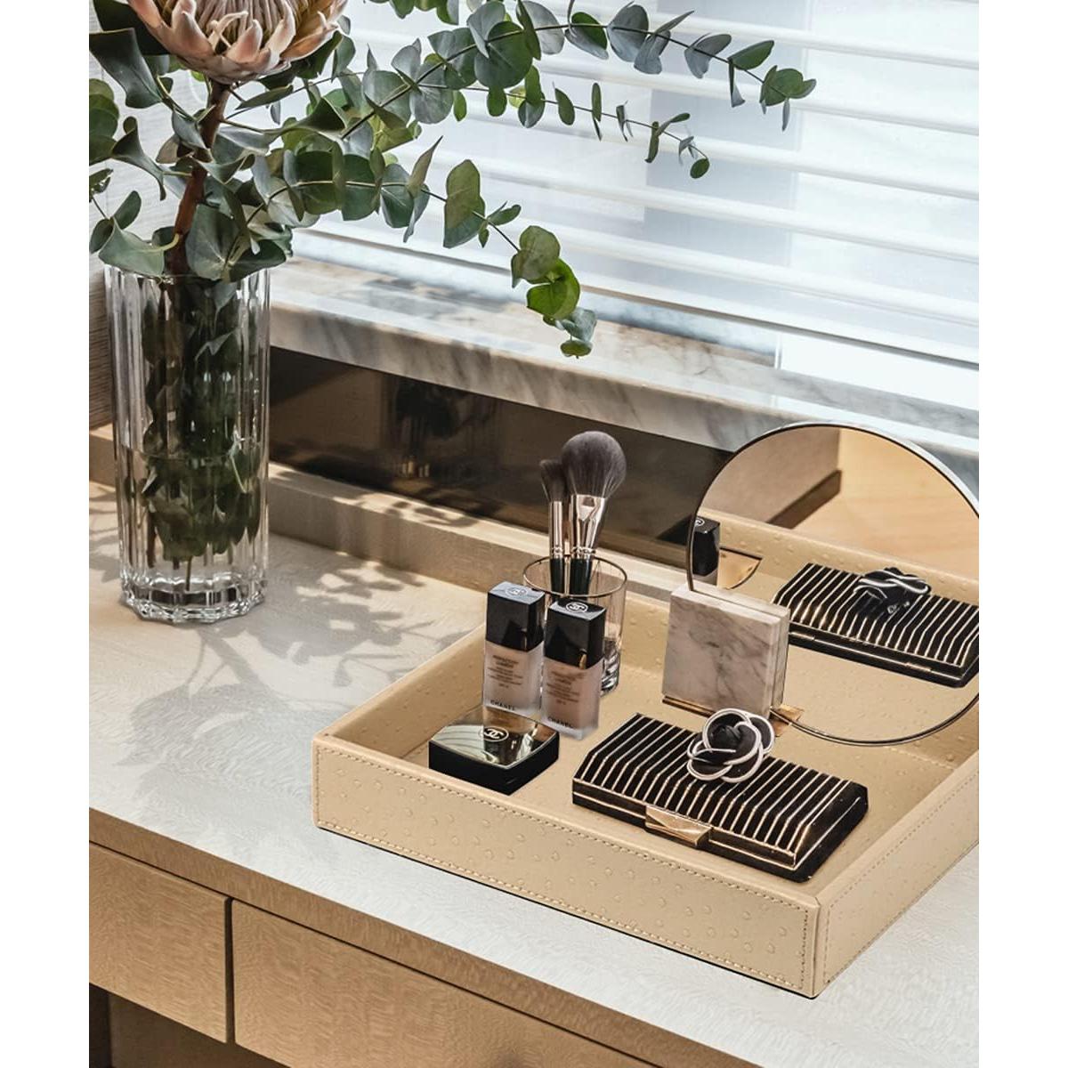 Bandeja de Tocador HofferRuffer de Cuero Sintético Beige 25.9x21.3cm