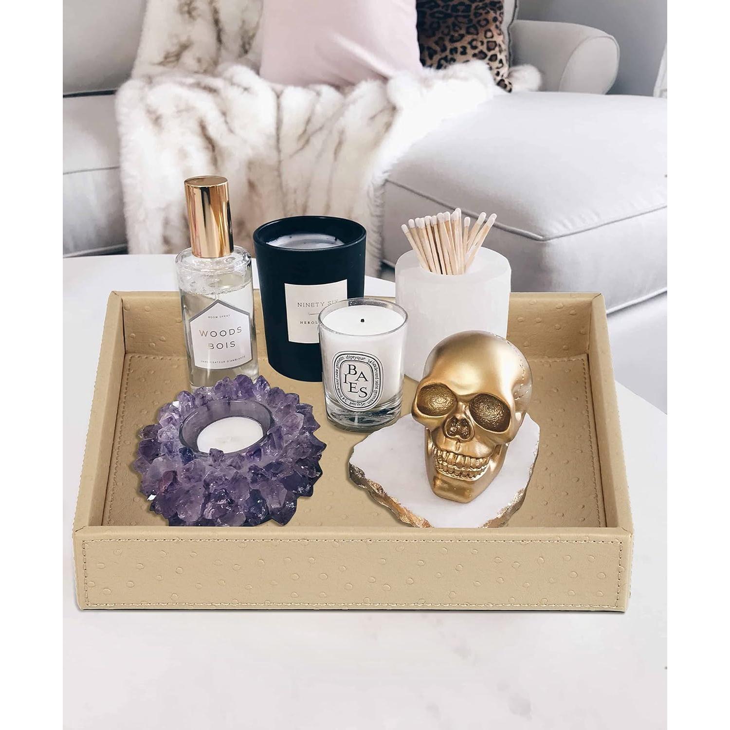 Bandeja de Tocador HofferRuffer de Cuero Sintético Beige 25.9x21.3cm