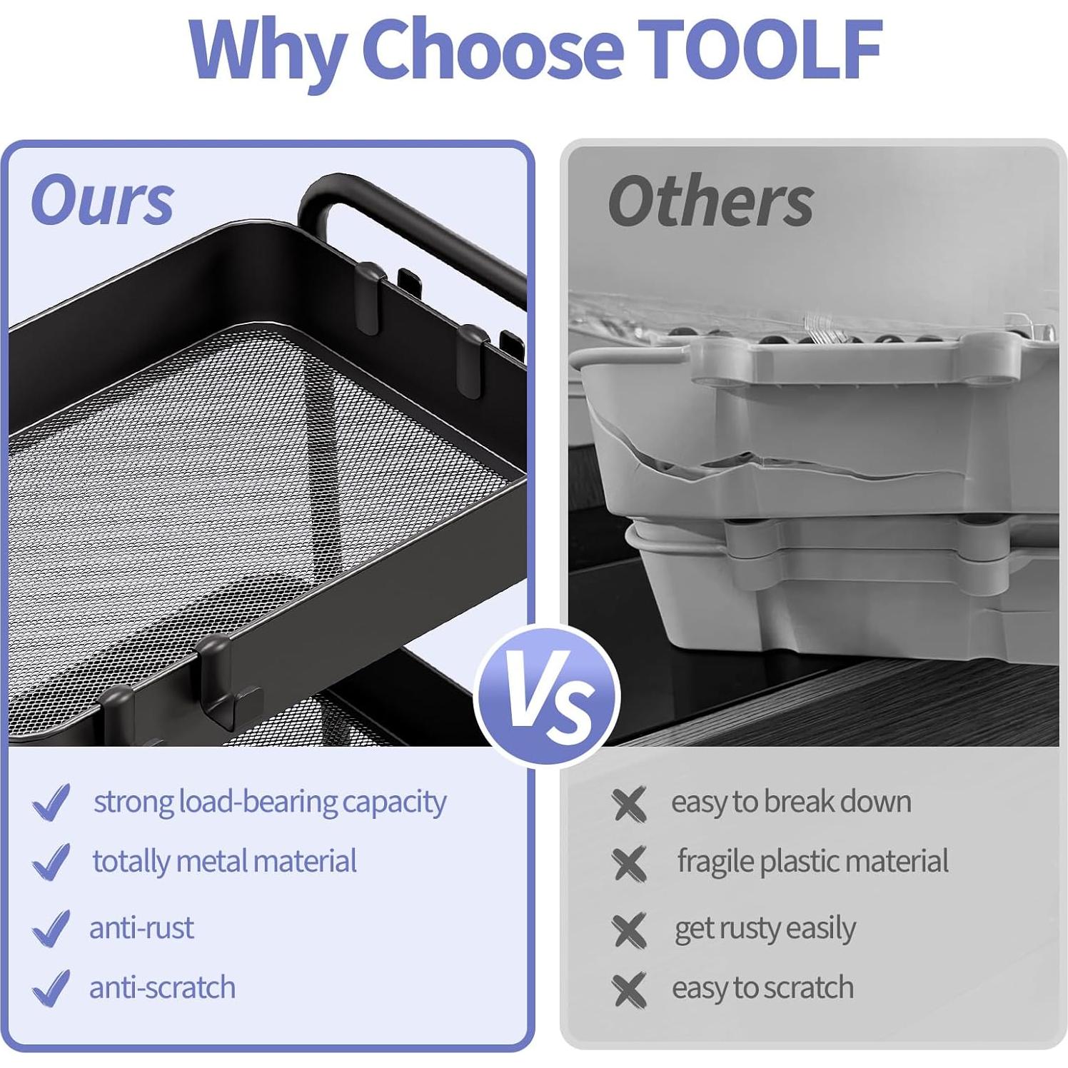 Carro Metálico Rodante TOOLF 4 Niveles Negro 60 kg