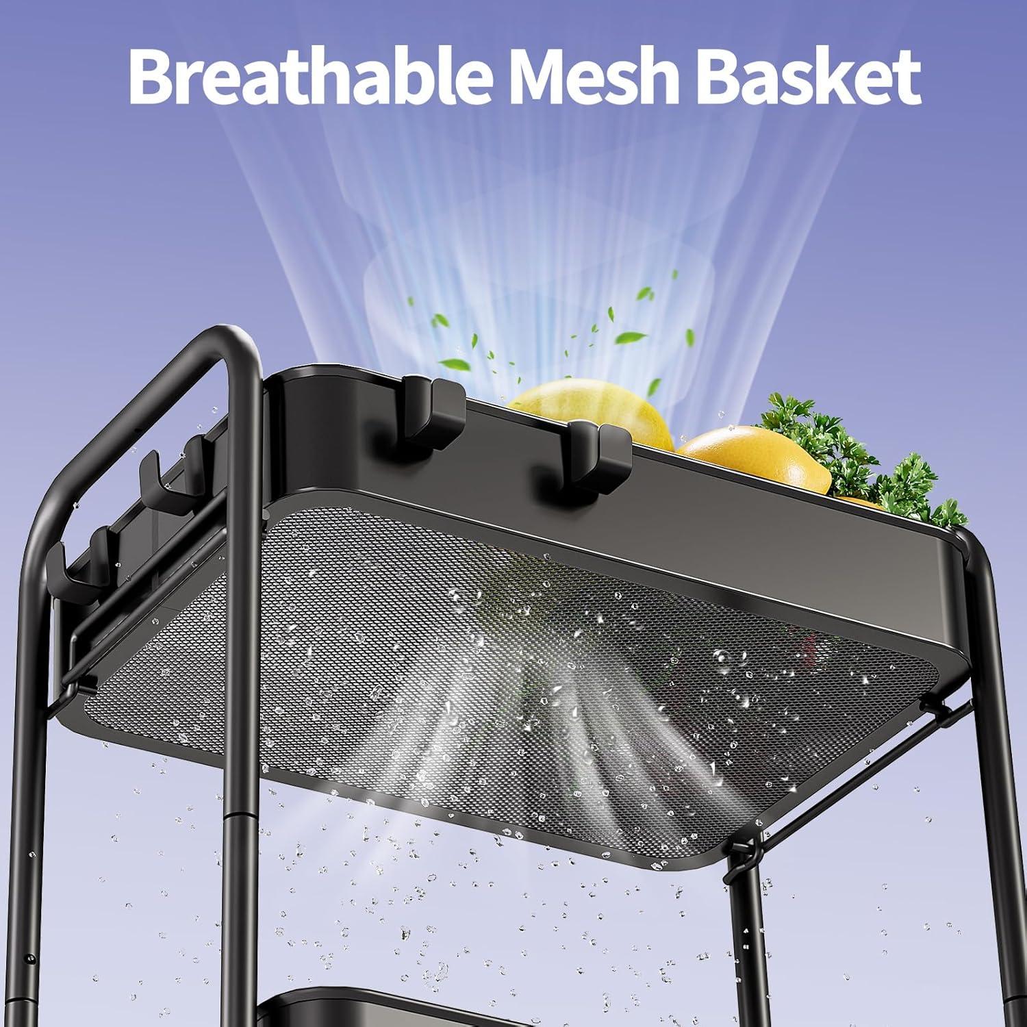 Carro Metálico Rodante TOOLF 4 Niveles Negro 60 kg