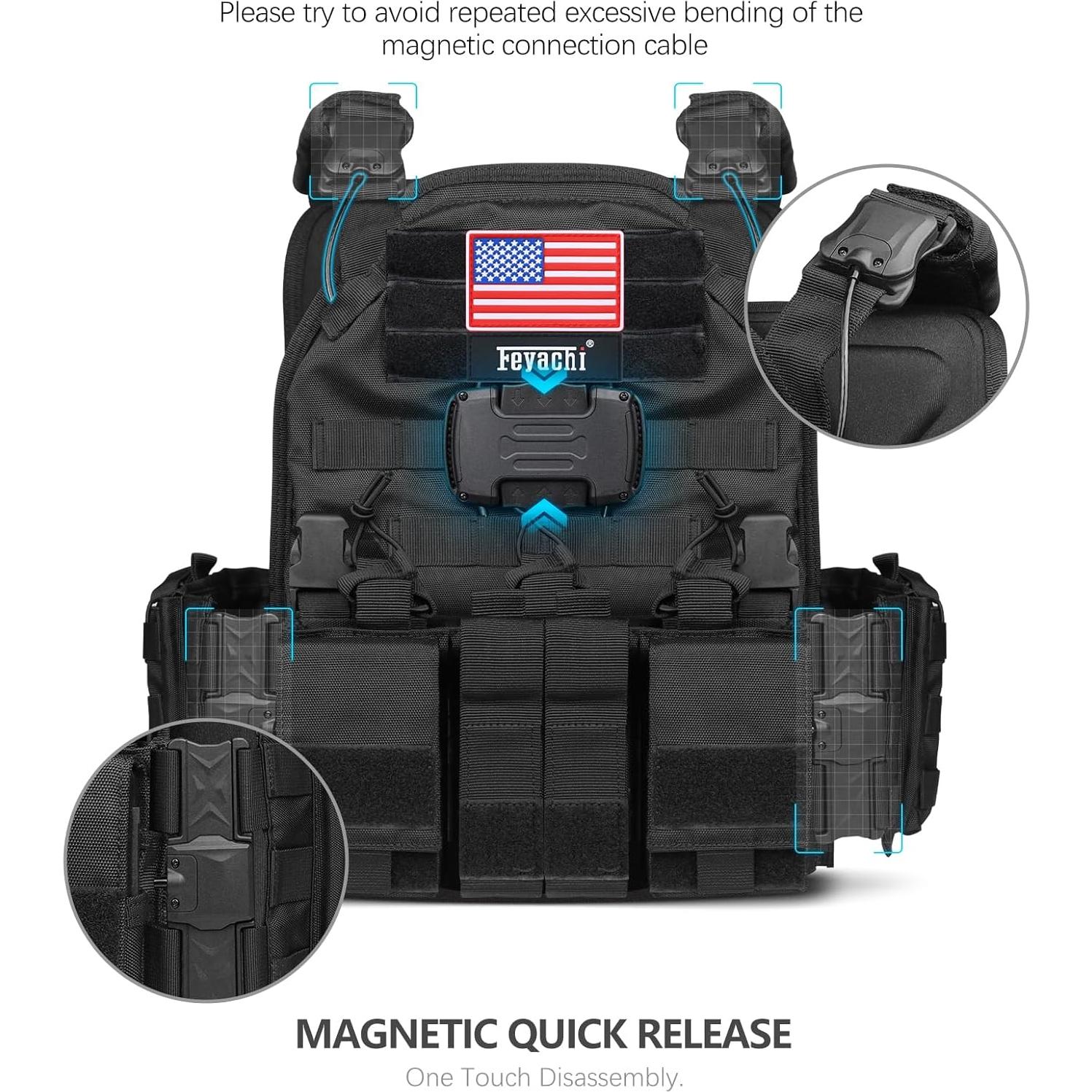 Chaleco Táctico Feyachi TM 20 Ajustable MOLLE Negro