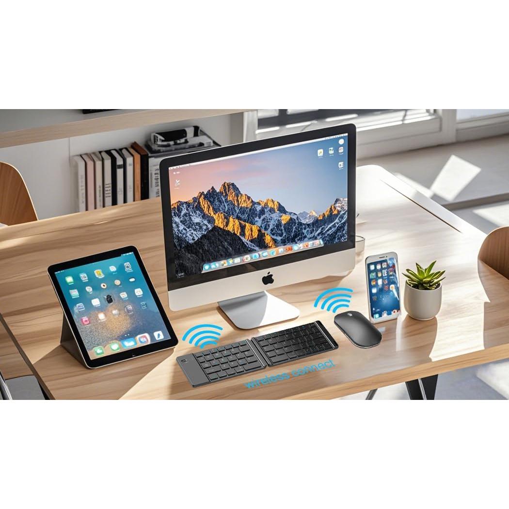 Combo Teclado y Ratón Inalámbrico Plegable Comeic - Negro