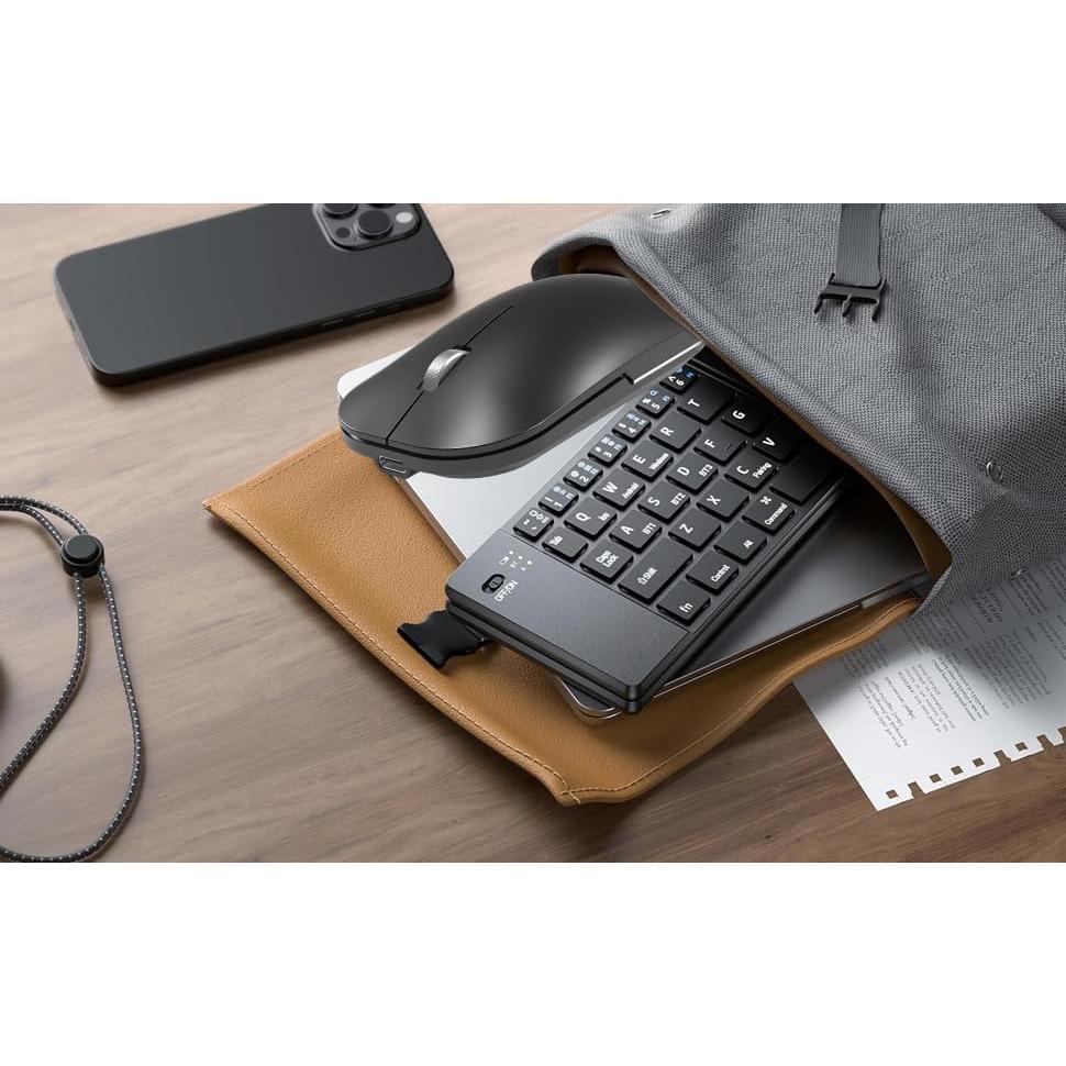 Combo Teclado y Ratón Inalámbrico Plegable Comeic - Negro