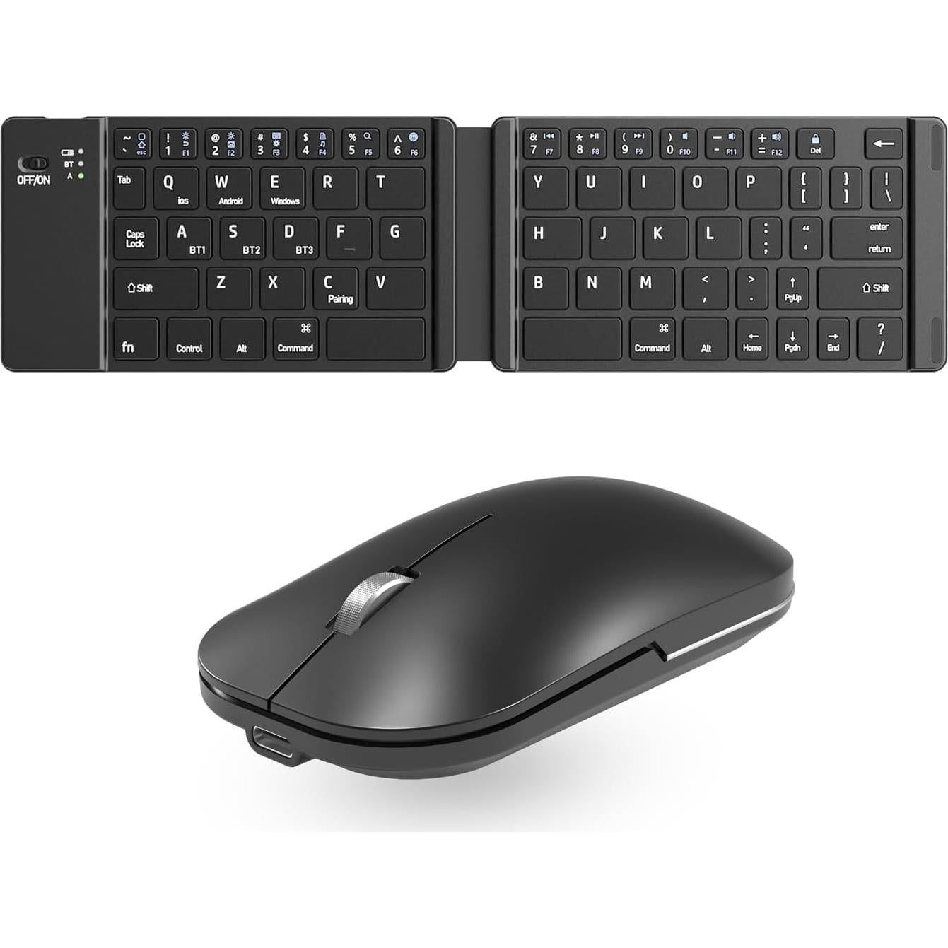 Combo Teclado y Ratón Inalámbrico Plegable Comeic - Negro