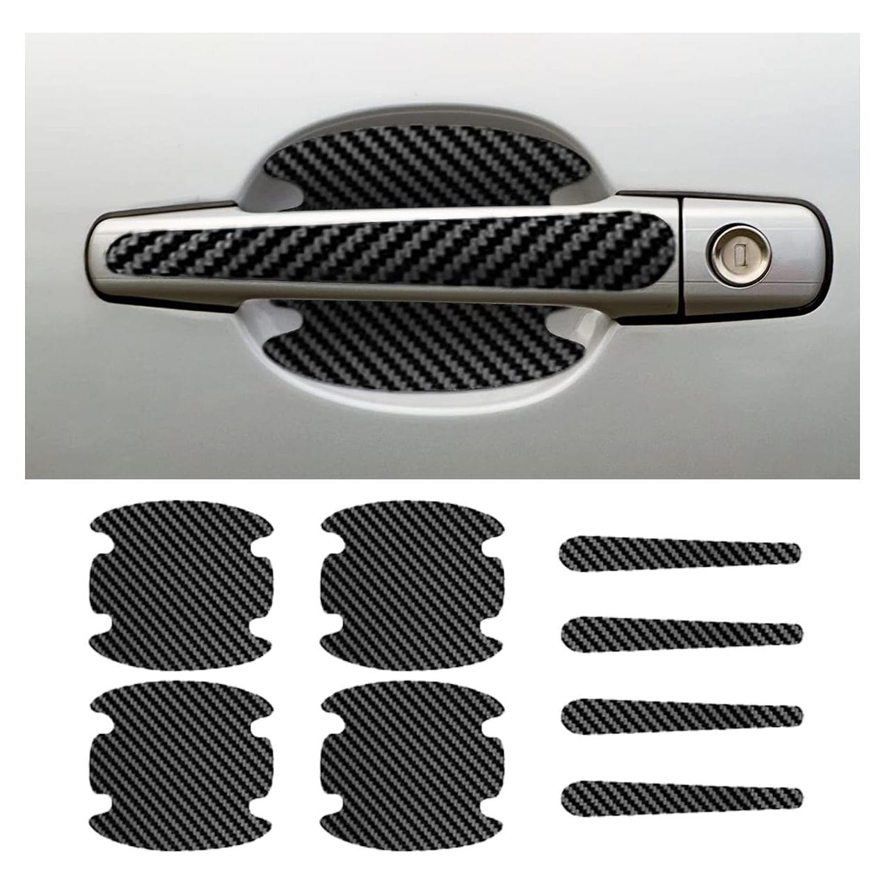 8 Protectores de Manija de Puerta Auto GLSOWEE Fibra Carbono