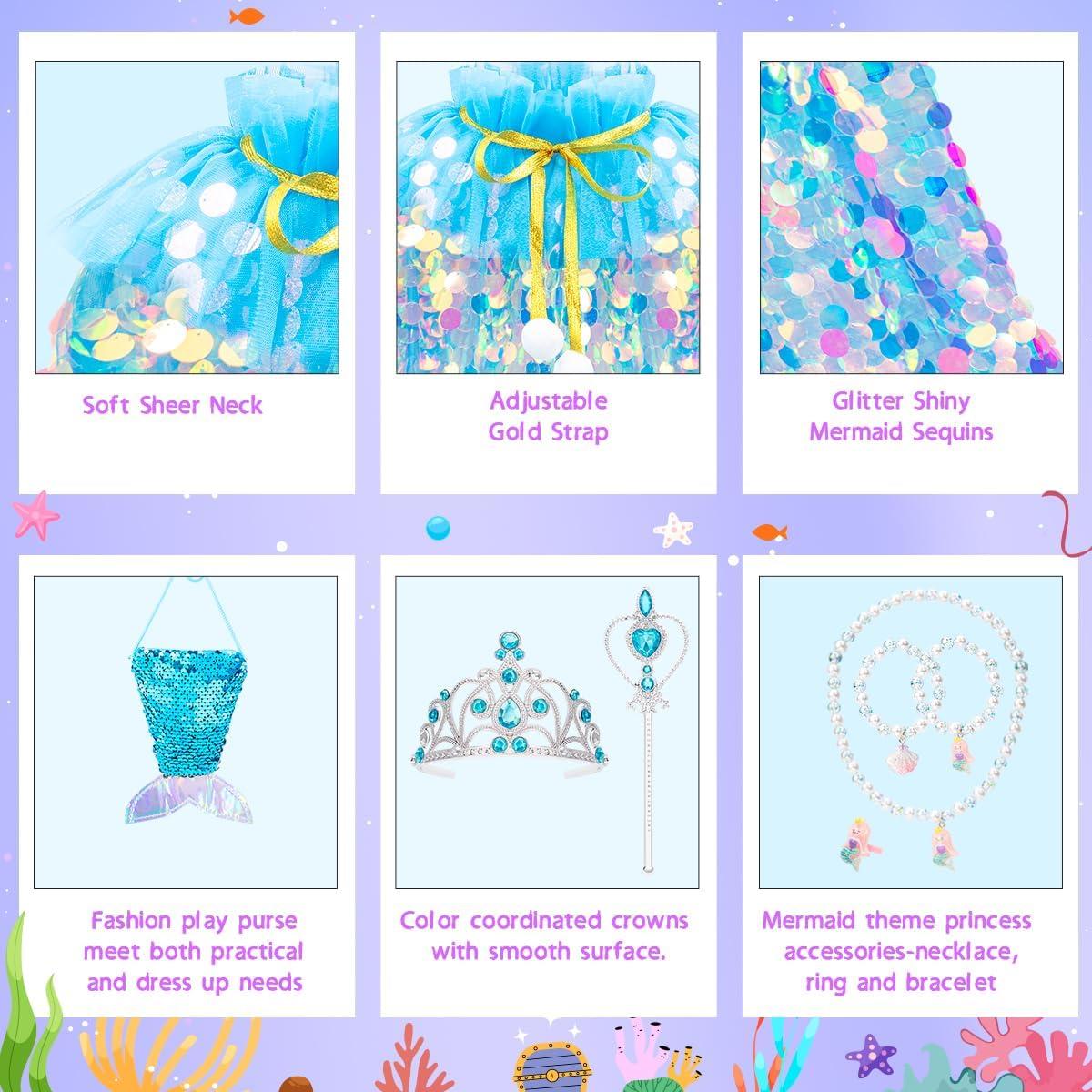 Disfraz de Princesa Meland para Niñas 3-8 Años con Capa