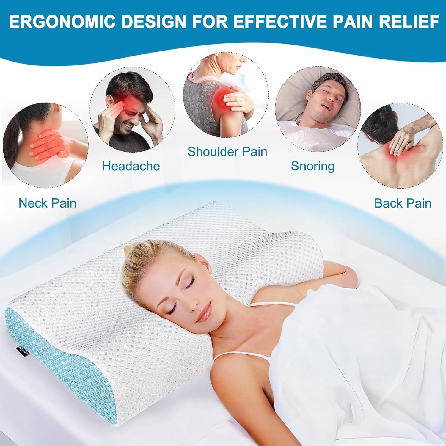 Almohada Cervical Ergonómica Pwperry Espuma Viscoelástica 60x35cm
