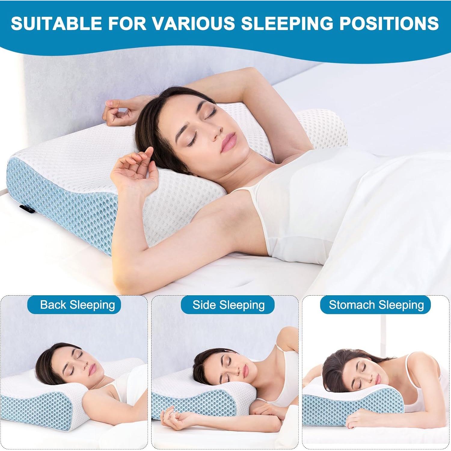 Almohada Cervical Ergonómica Pwperry Espuma Viscoelástica 60x35cm