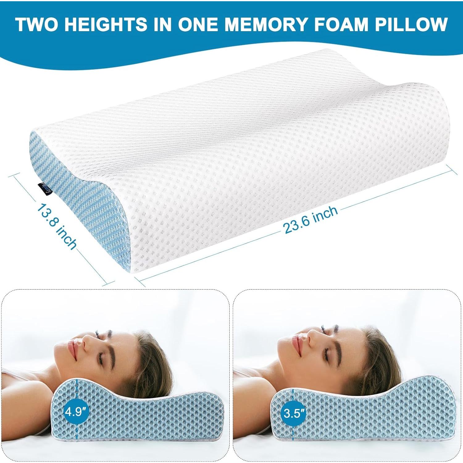 Almohada Cervical Ergonómica Pwperry Espuma Viscoelástica 60x35cm