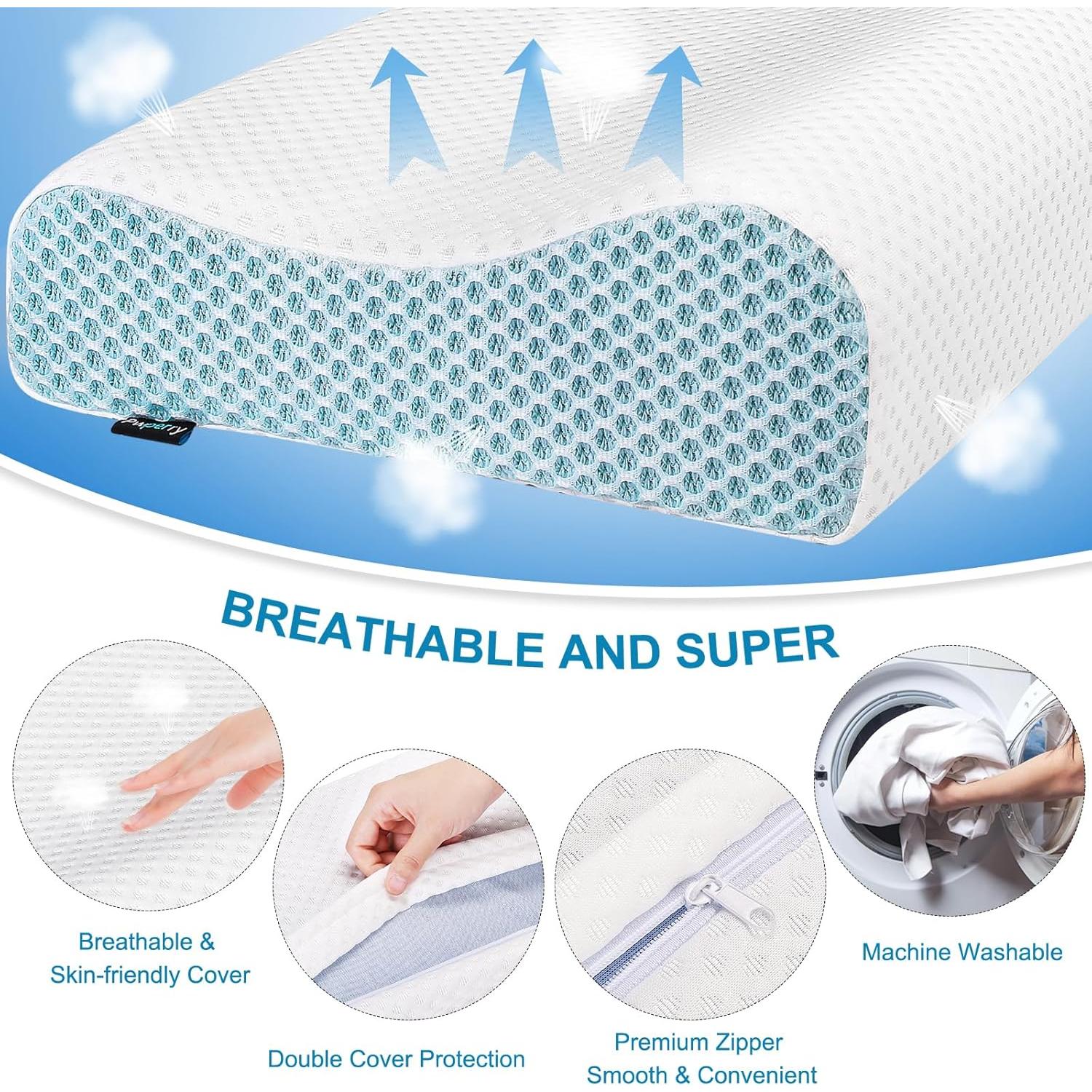 Almohada Cervical Ergonómica Pwperry Espuma Viscoelástica 60x35cm