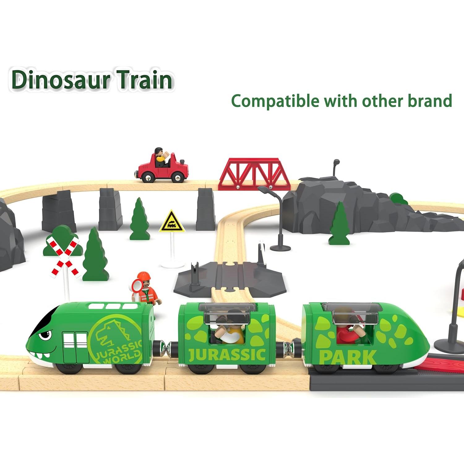 Juego de tren eléctrico Z MAYABBO con dinosaurio y vías