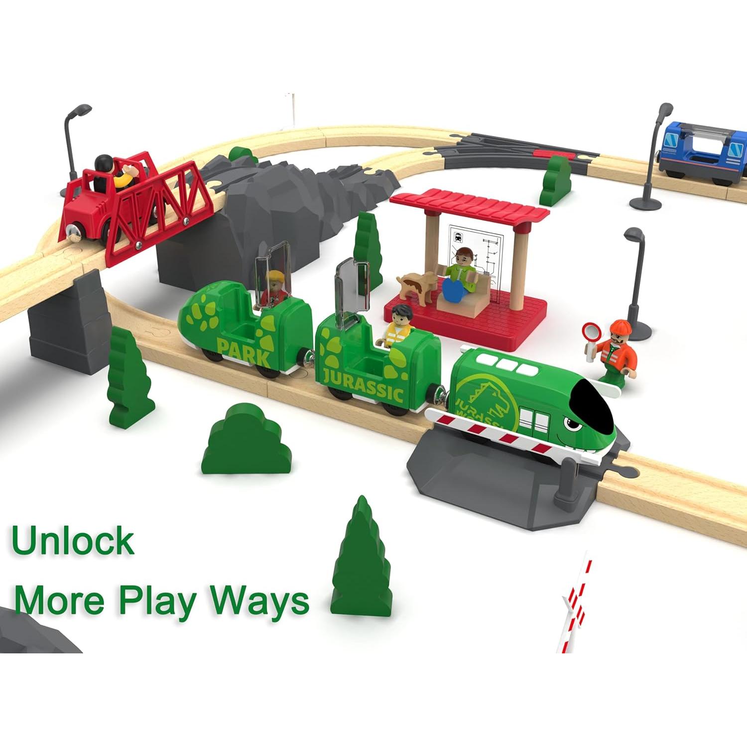 Juego de tren eléctrico Z MAYABBO con dinosaurio y vías