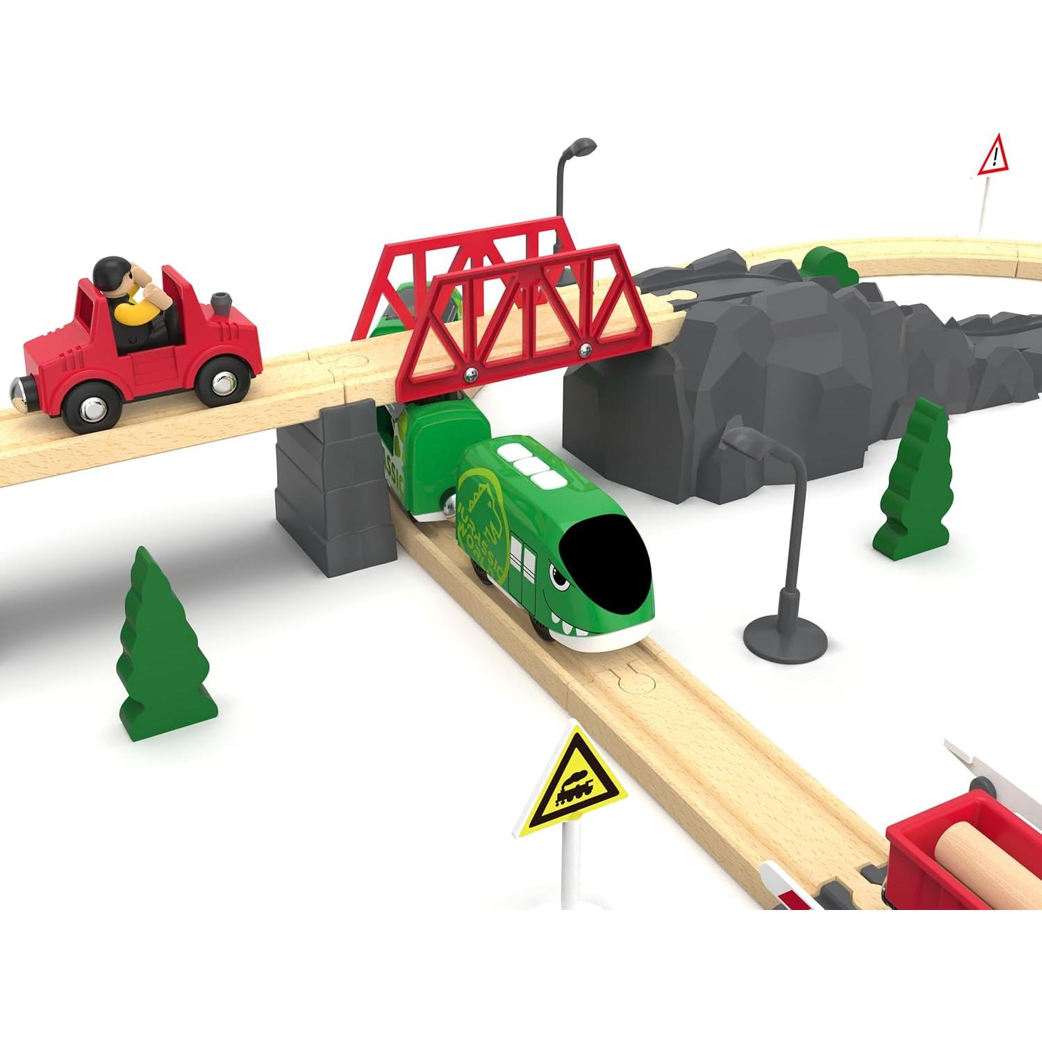 Juego de tren eléctrico Z MAYABBO con dinosaurio y vías