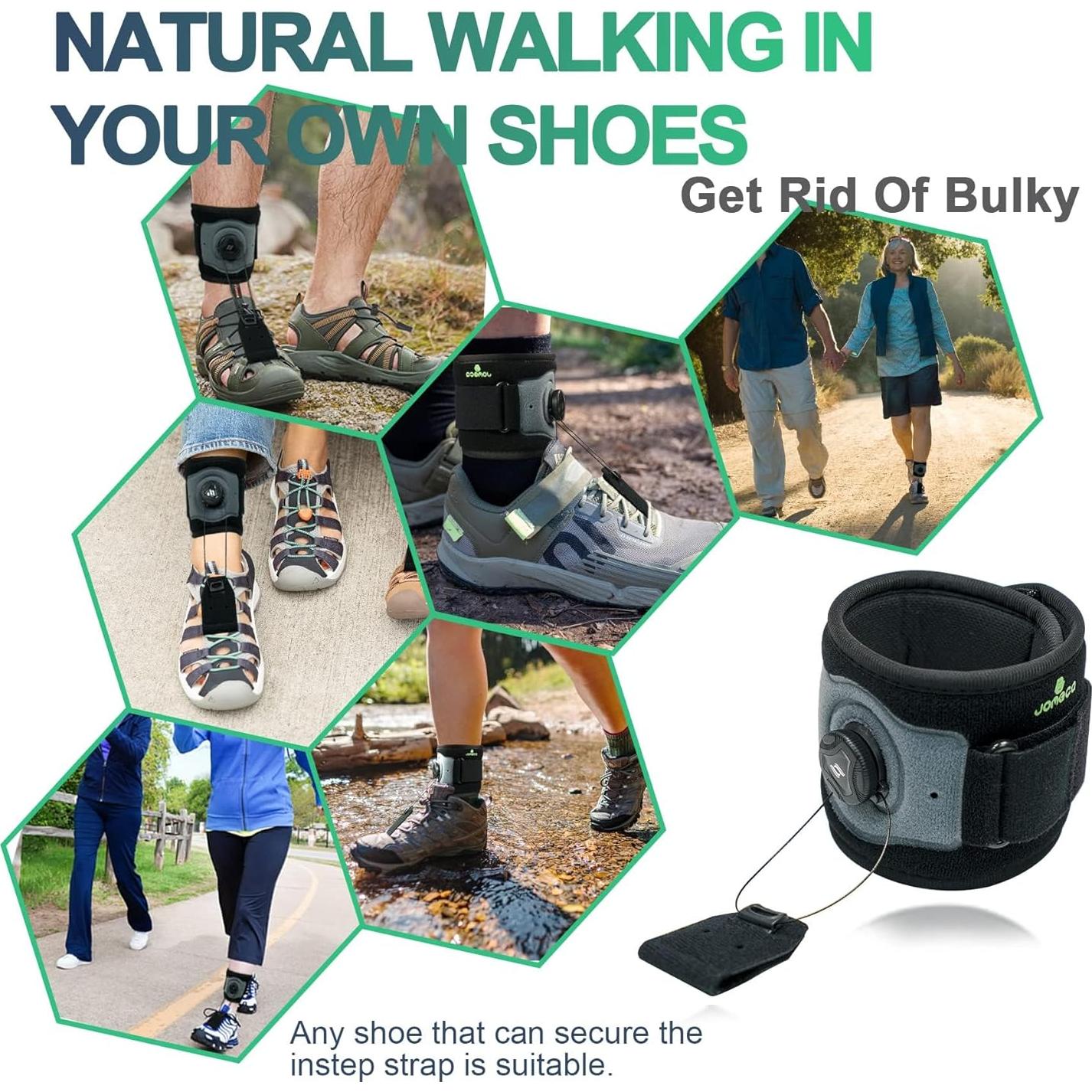 Férula AFO JOMECA para Pie Caído Ajustable Unisex - Gris-Negro