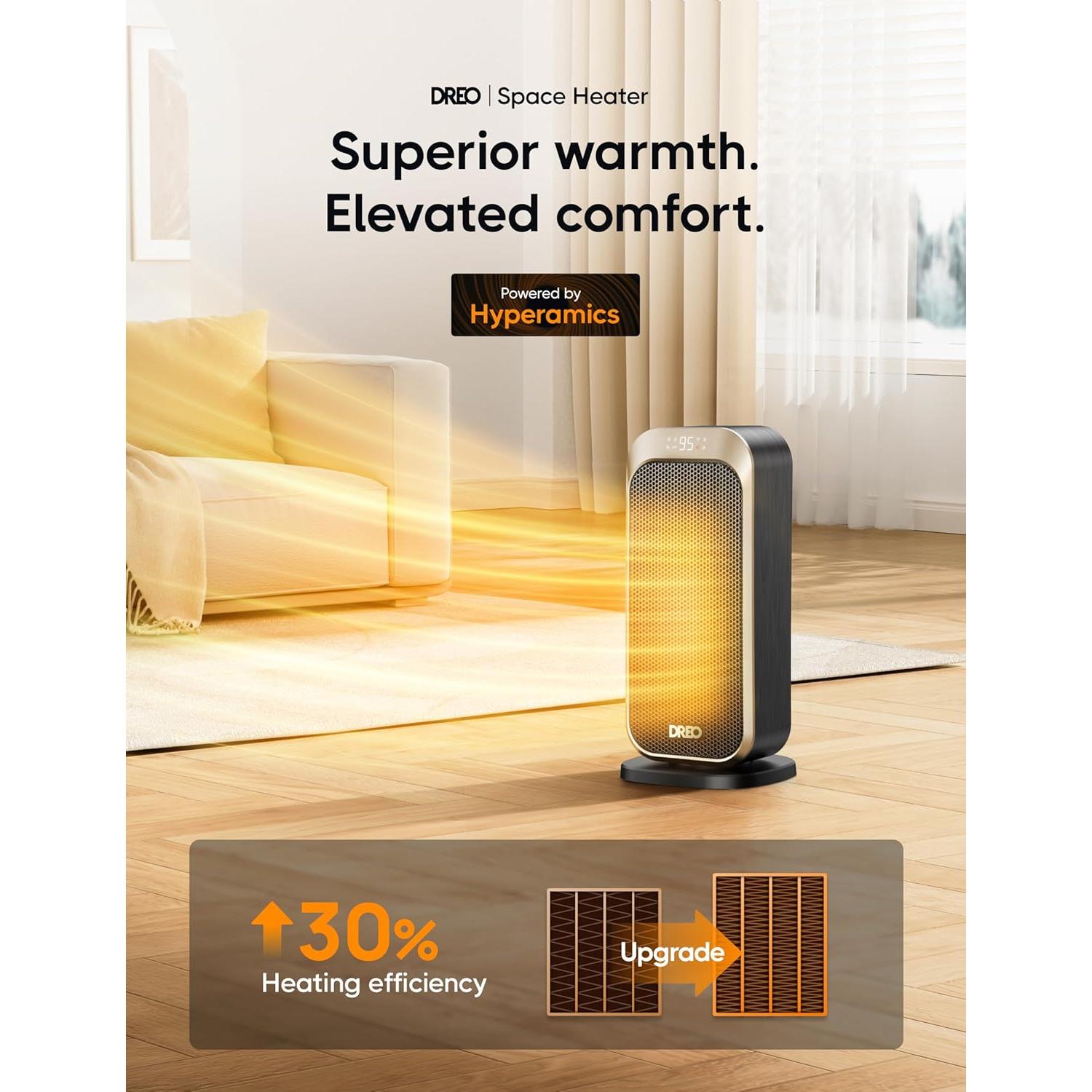 Calentador Eléctrico Dreo DR-HSH007 Oro 1500W con Control Remoto