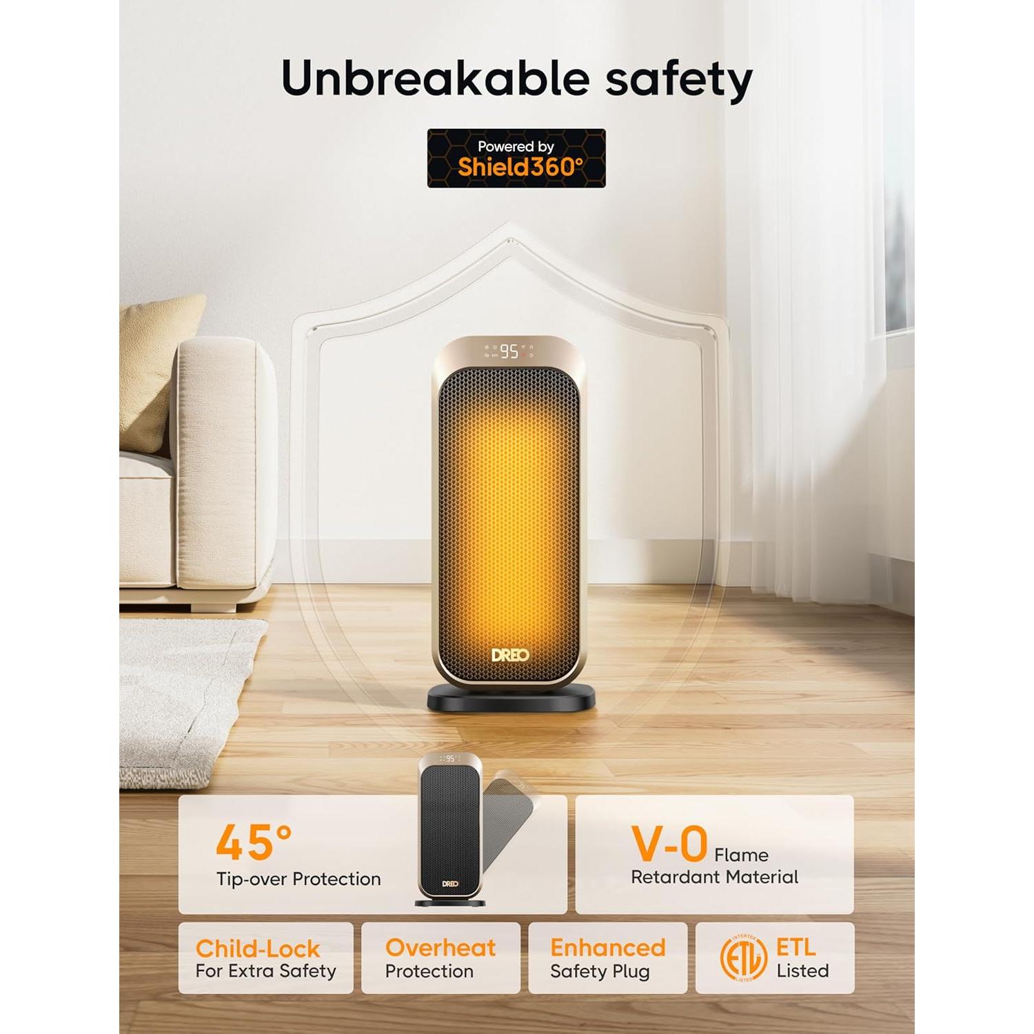 Calentador Eléctrico Dreo DR-HSH007 Oro 1500W con Control Remoto