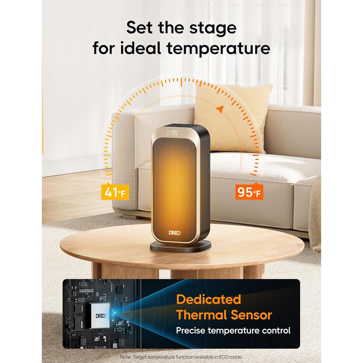 Calentador Eléctrico Dreo DR-HSH007 Oro 1500W con Control Remoto