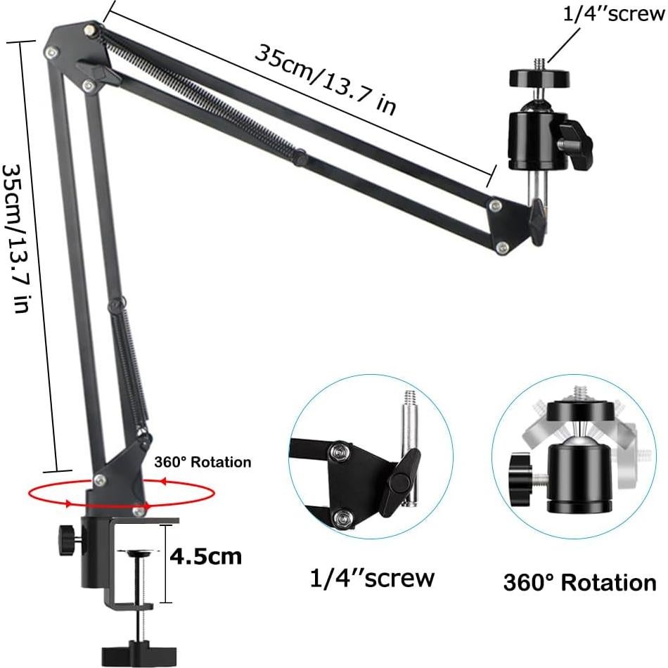 Soporte de trípode superior TH-YIYANT con brazo articulado y soporte para teléfono