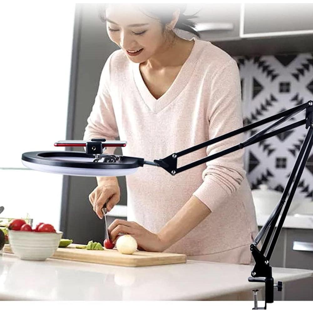 Soporte de trípode superior TH-YIYANT con brazo articulado y soporte para teléfono