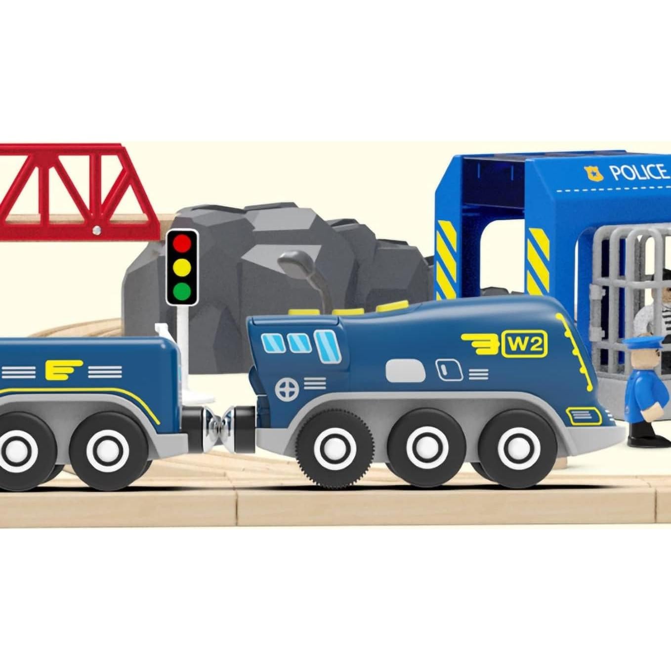 Locomotora a Batería May & Z para Vías de Madera Azul