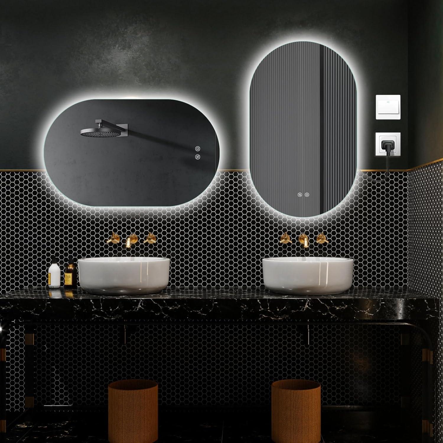 Espejo de Baño LED Ovalado Niccy 83.82x50.8 cm Impermeable