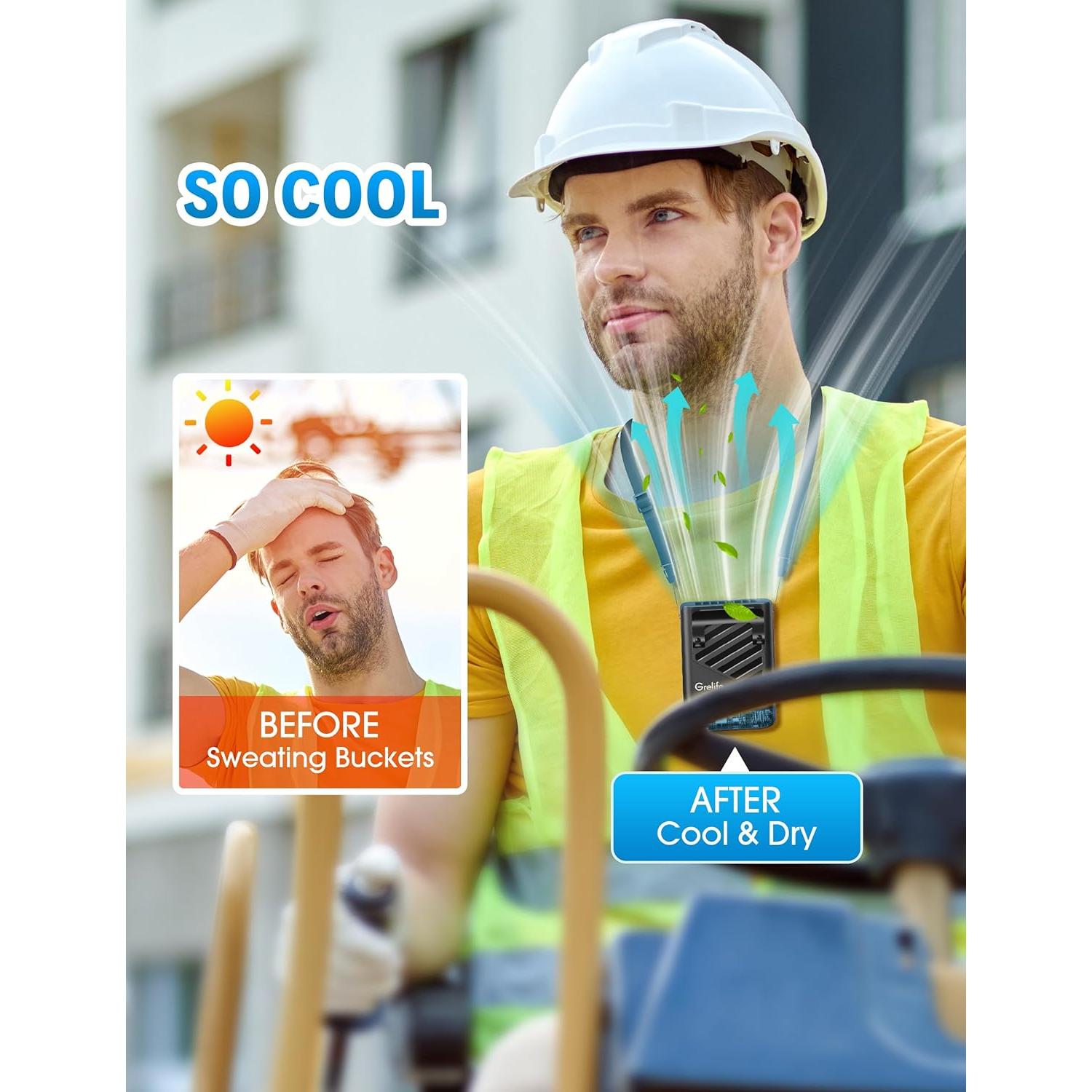 Ventilador Portátil Grelife Clip Cintura 10000 RPM 5 Velocidades