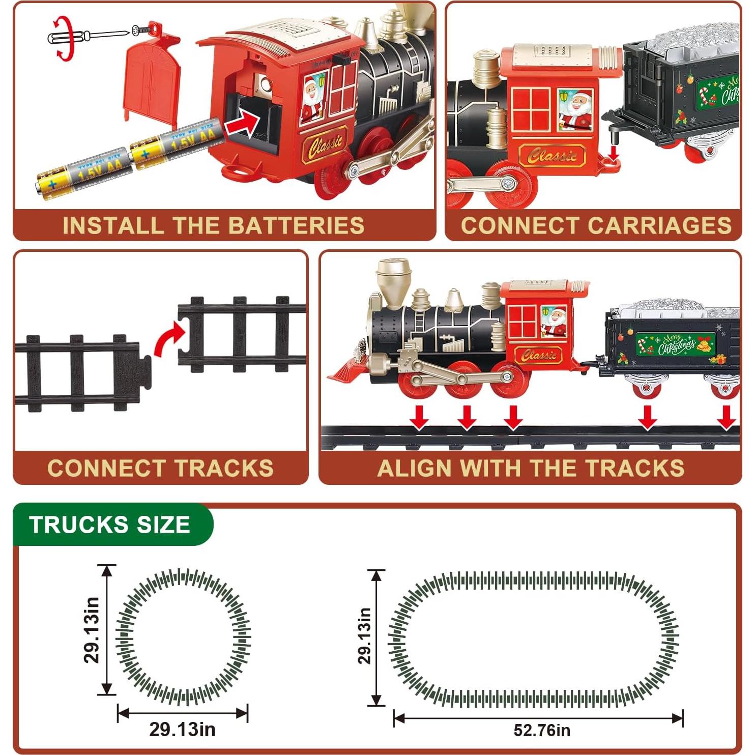 Juego de Tren Eléctrico JUQU Navidad con Música y Luces