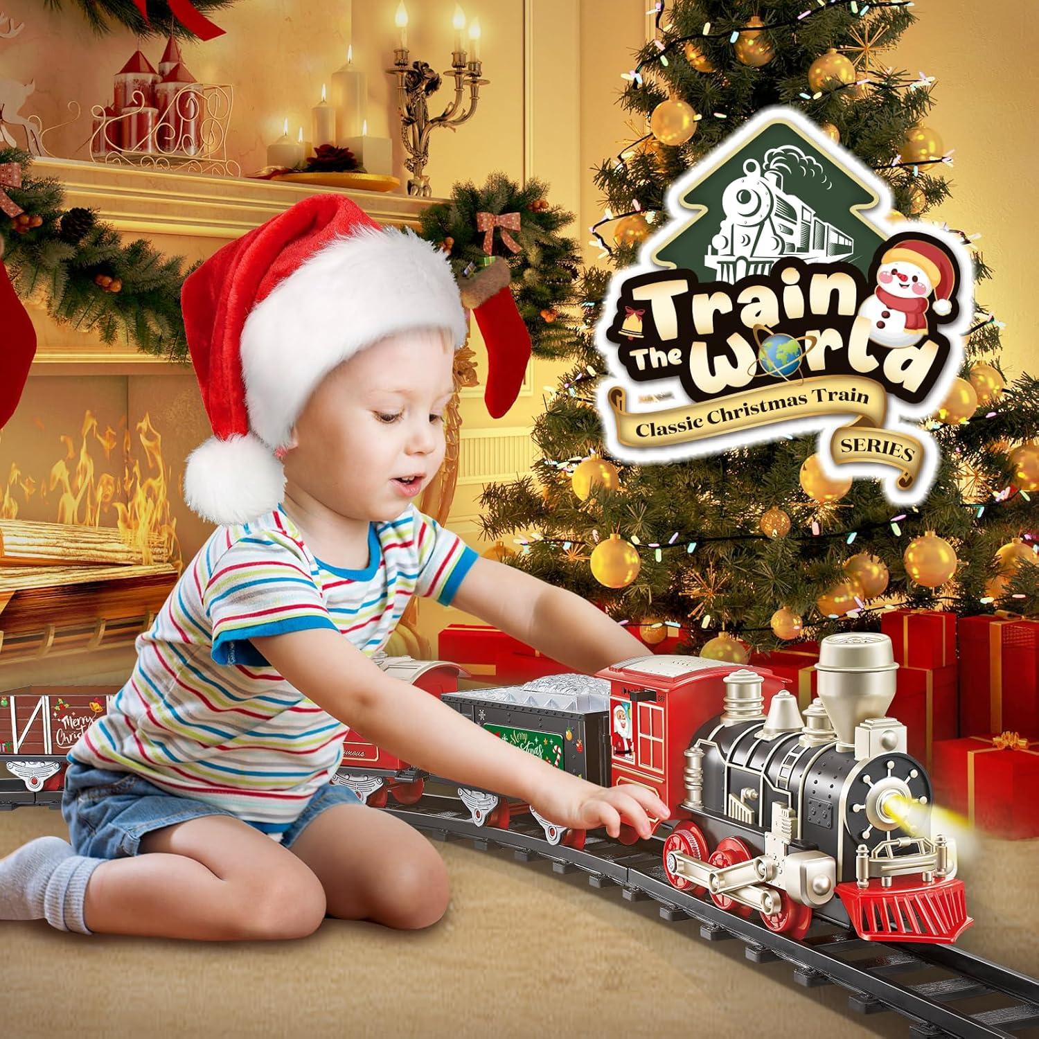 Juego de Tren Eléctrico JUQU Navidad con Música y Luces