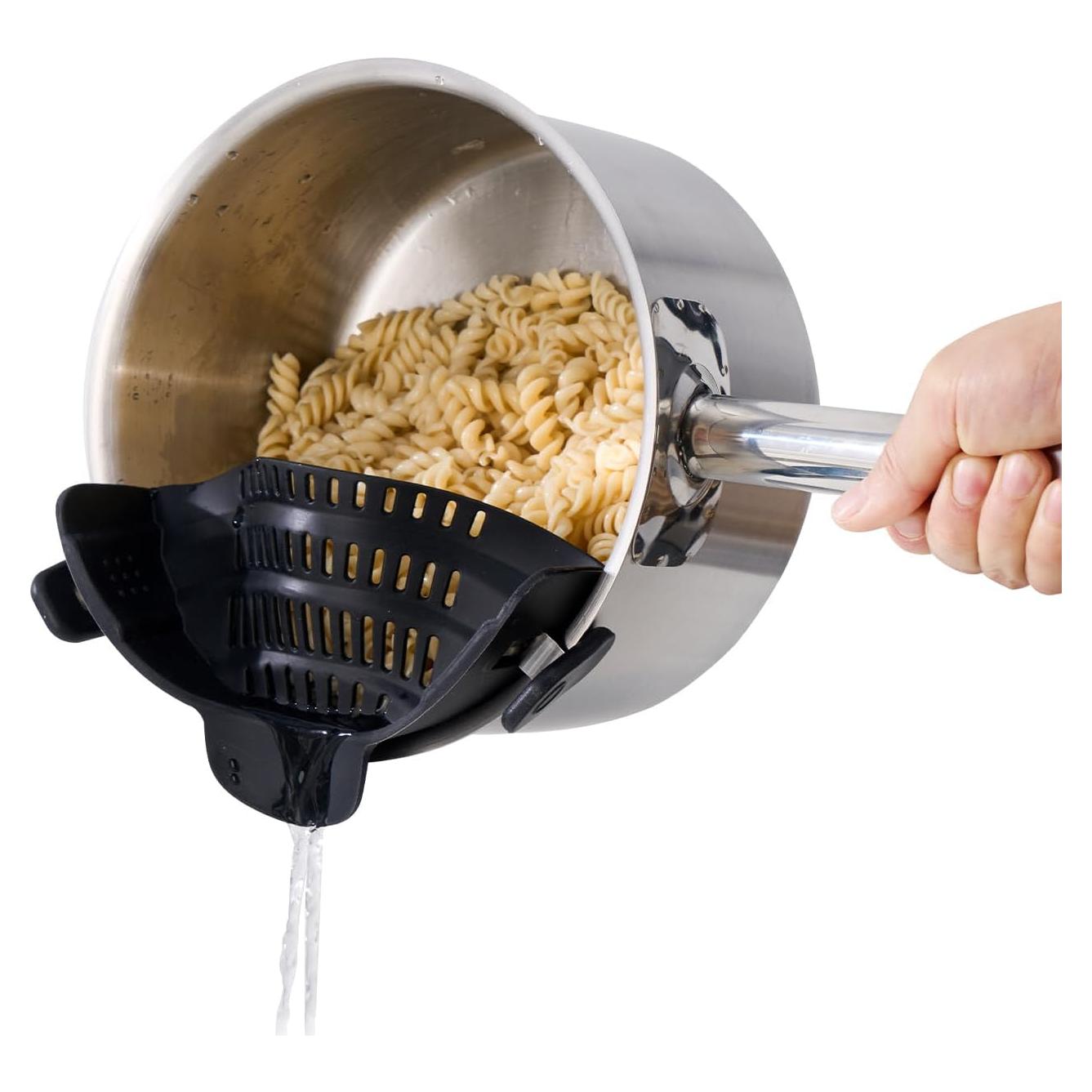 Colador de Silicona Clip On S&F Homes - Negro, Resistente al Calor