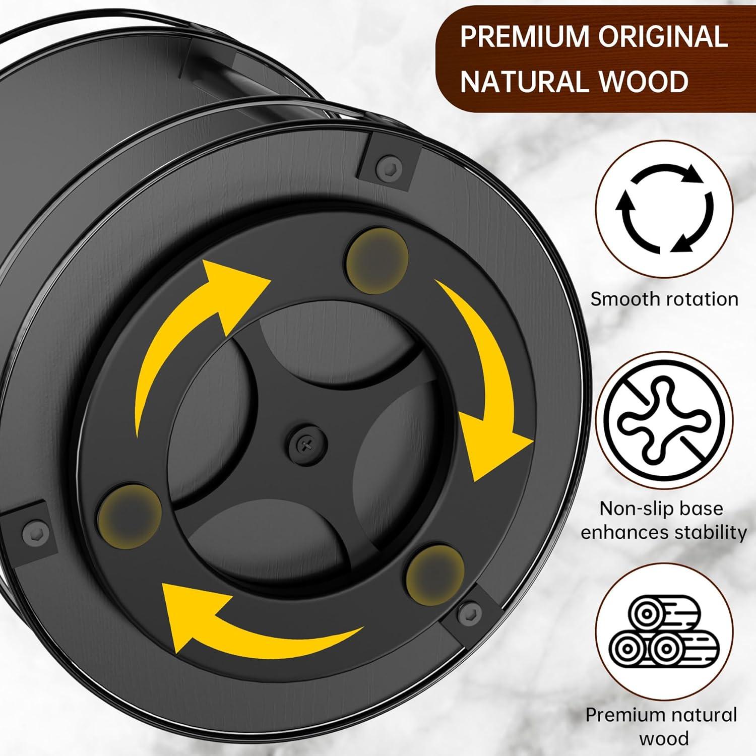 Organizador Lazy Susan de Madera 2 Niveles 23.37 cm Negro