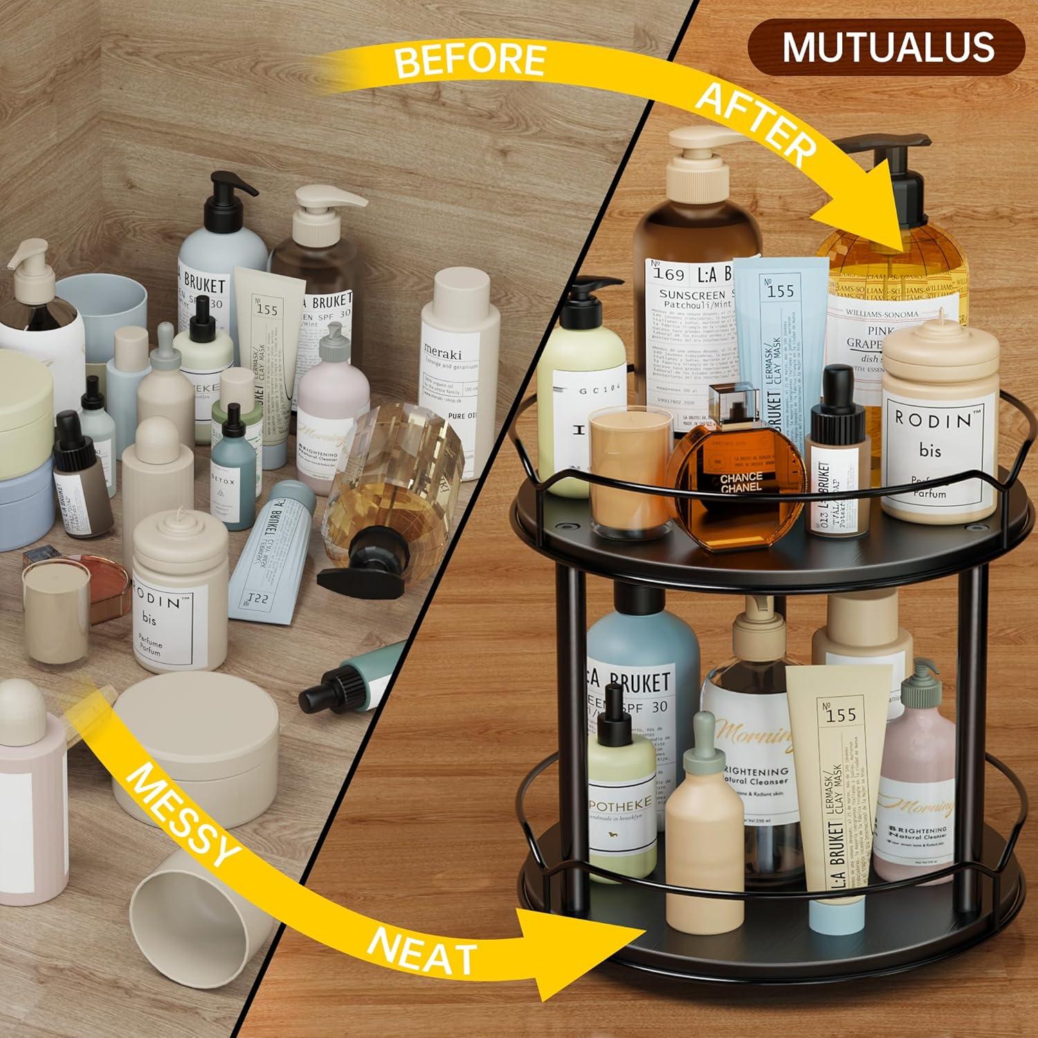 Organizador Lazy Susan de Madera 2 Niveles 23.37 cm Negro