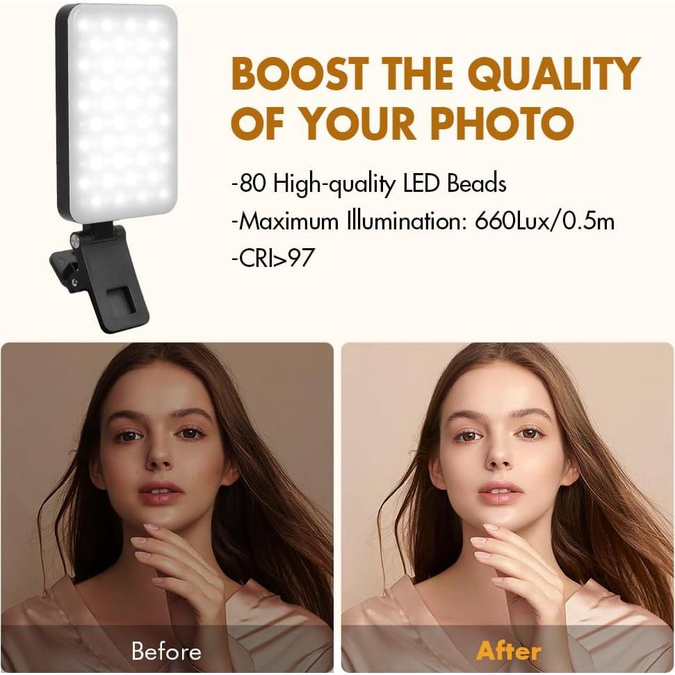 Luz Selfie LED Recargable PIDINUK con 5 Modos de Iluminación