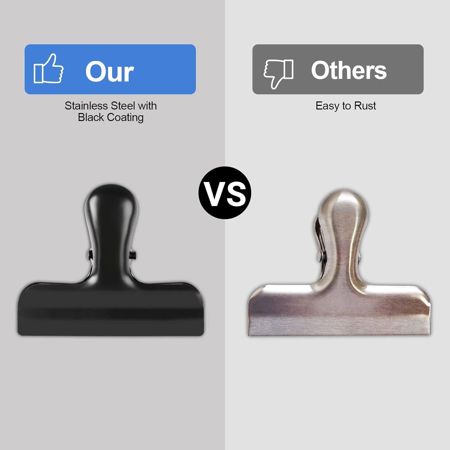 Clips de Bolsa de Acero Inoxidable Joyberg - 6 Paquetes Negros