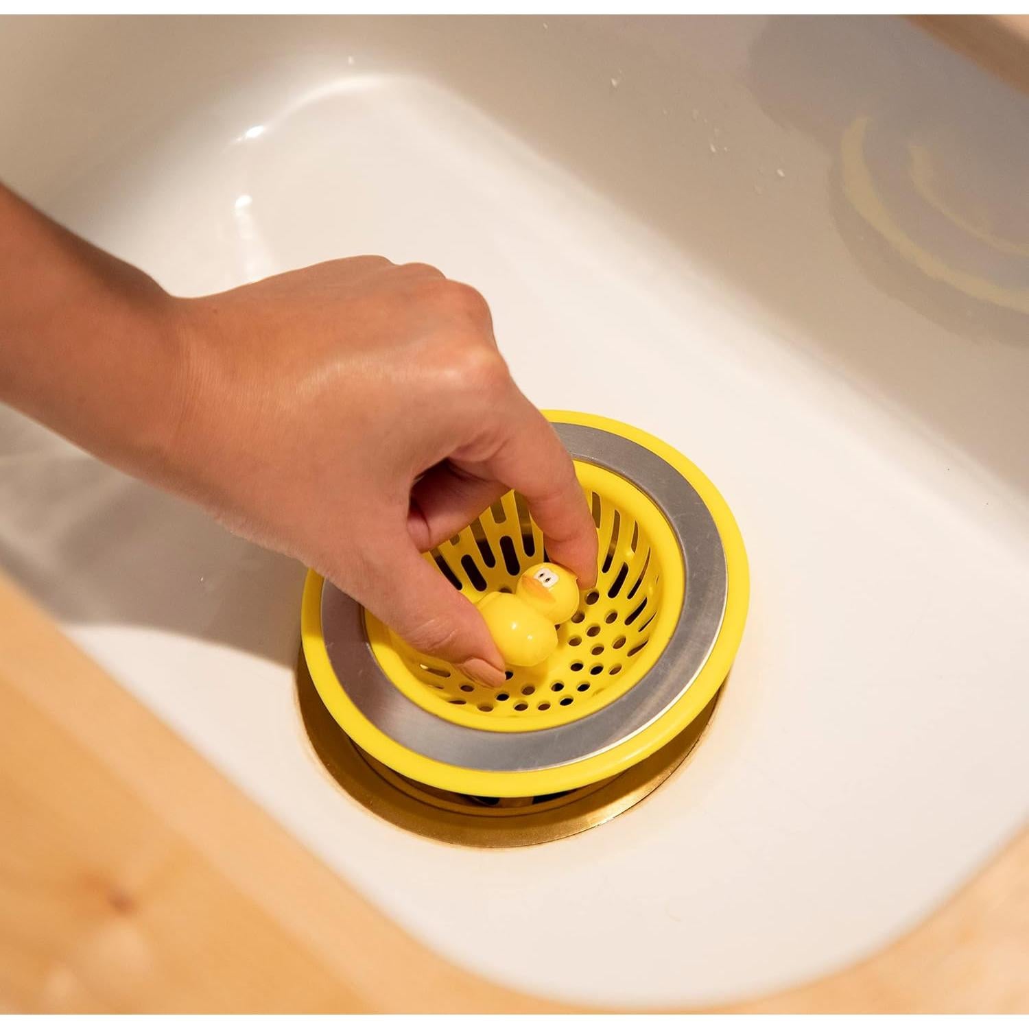 Colador de Fregadero Joie Pato Amarillo 11.43 cm Acero Inoxidable