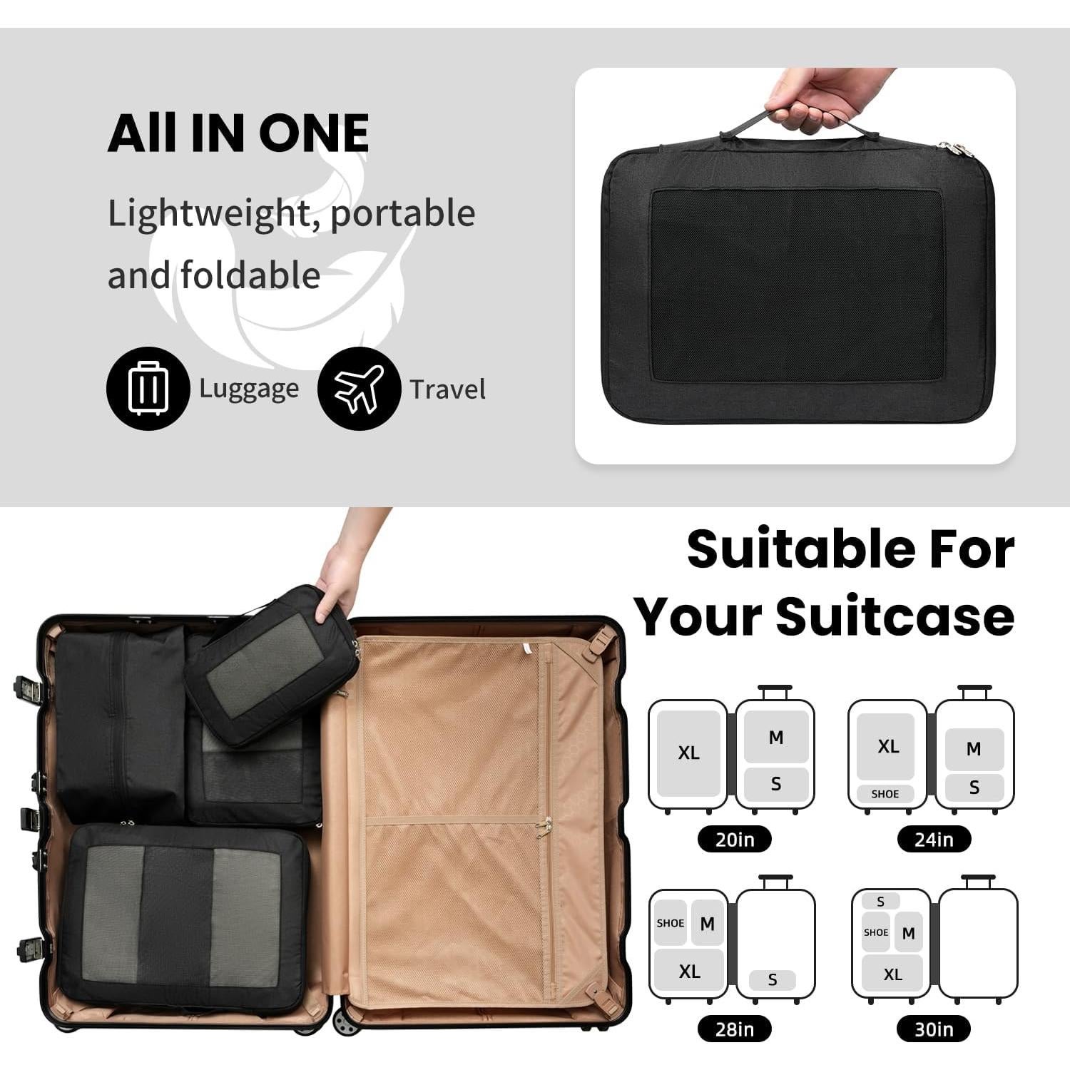 Set de 8 Cubos de Compresión EO-UP para Viajes 25.4x17.8cm