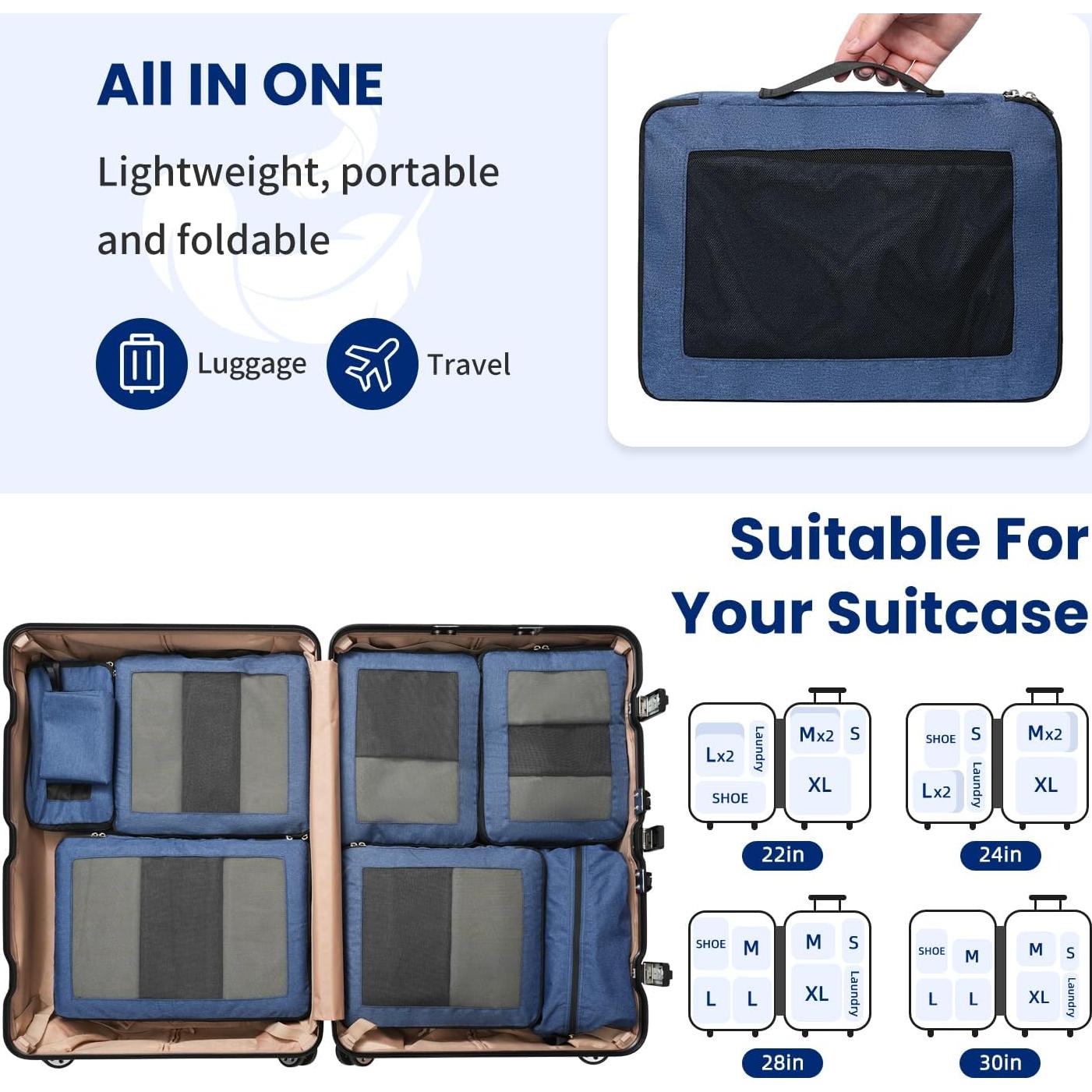 Set de 8 Cubos de Compresión EO-UP para Viajes 25.4x17.8cm