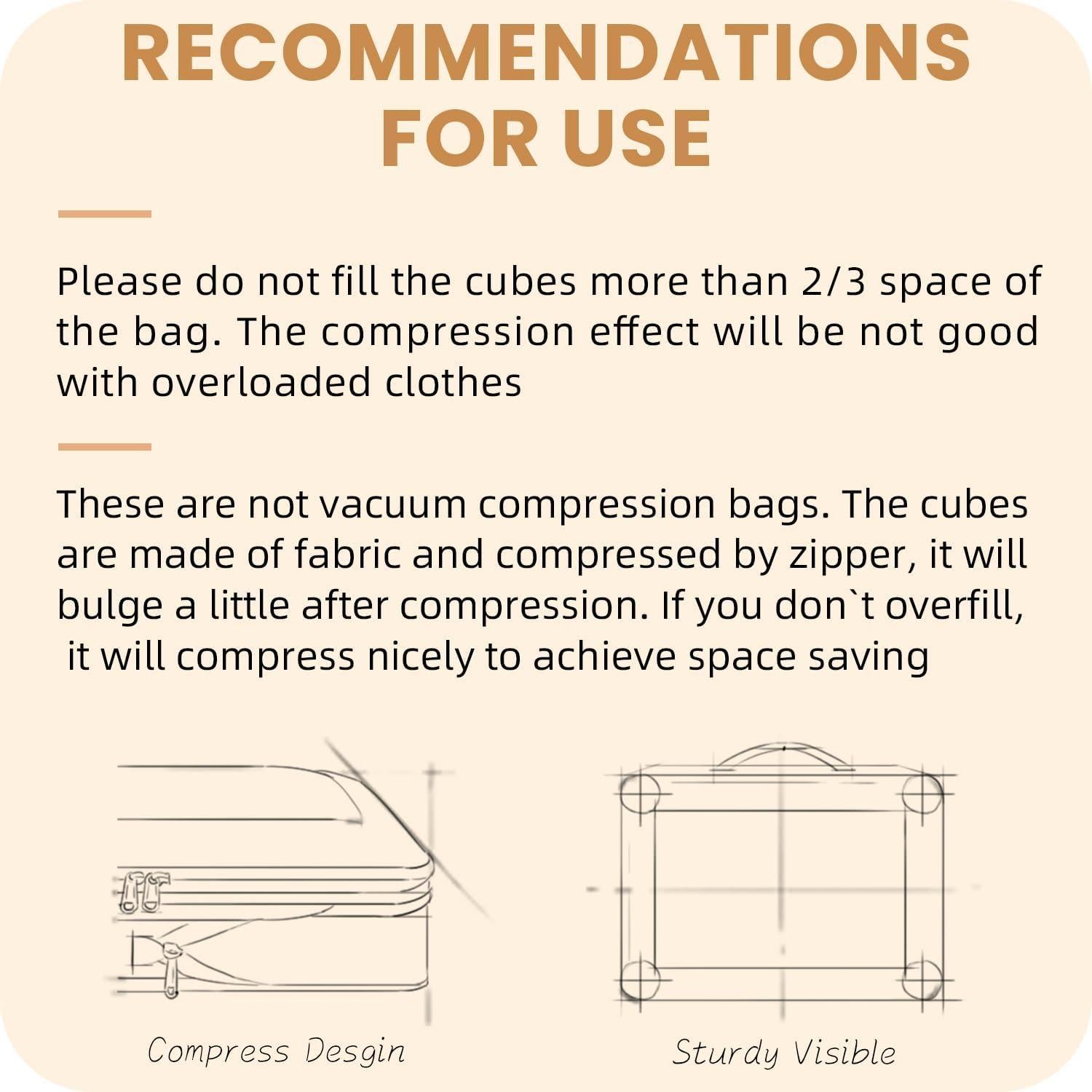 Set de 8 Cubos de Compresión EO-UP para Viajes 25.4x17.8cm