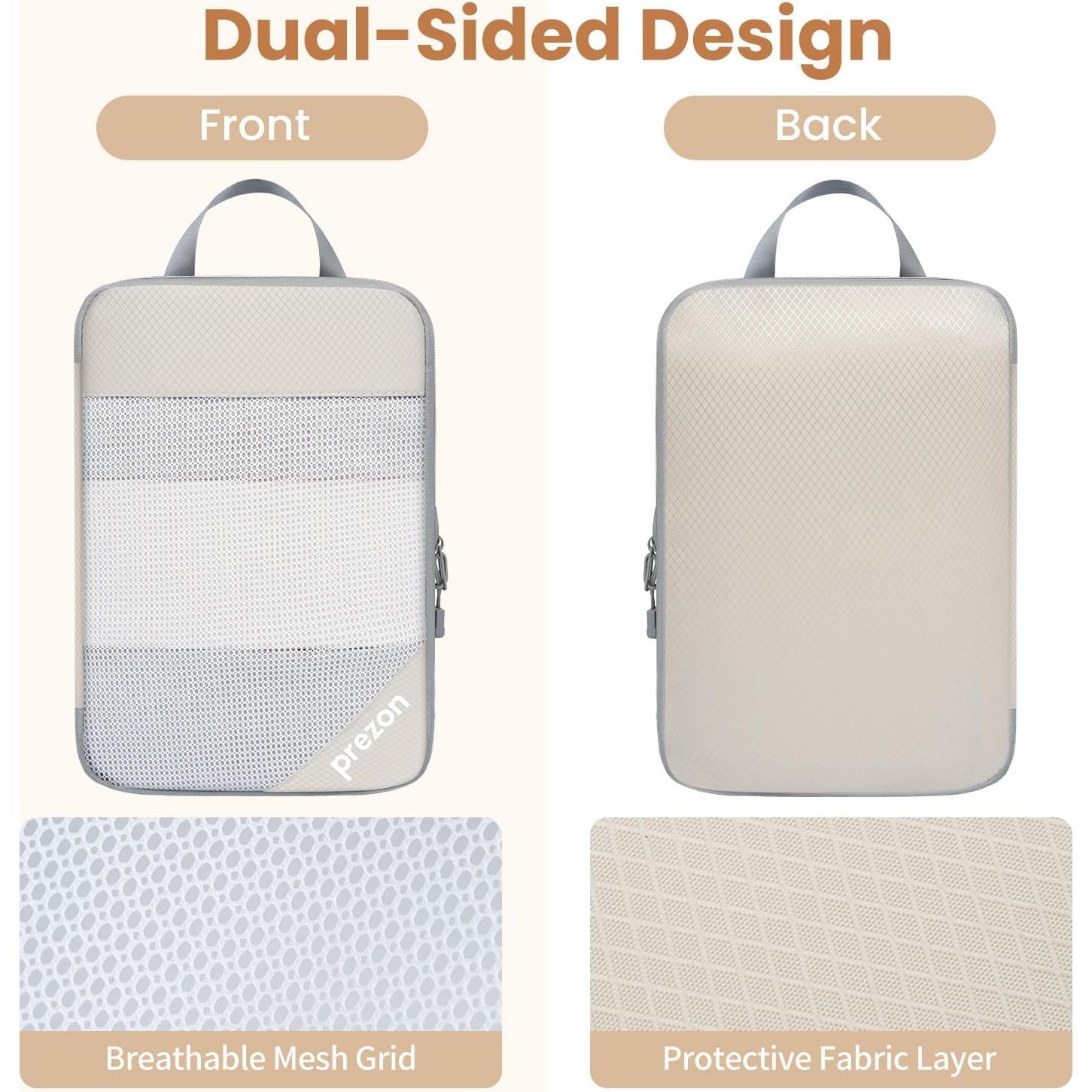 Set de 6 Cubos de Compresión EO-UP para Viajes Beige