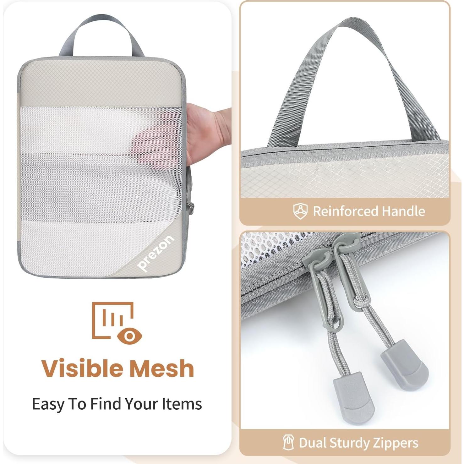 Set de 6 Cubos de Compresión EO-UP para Viajes Beige