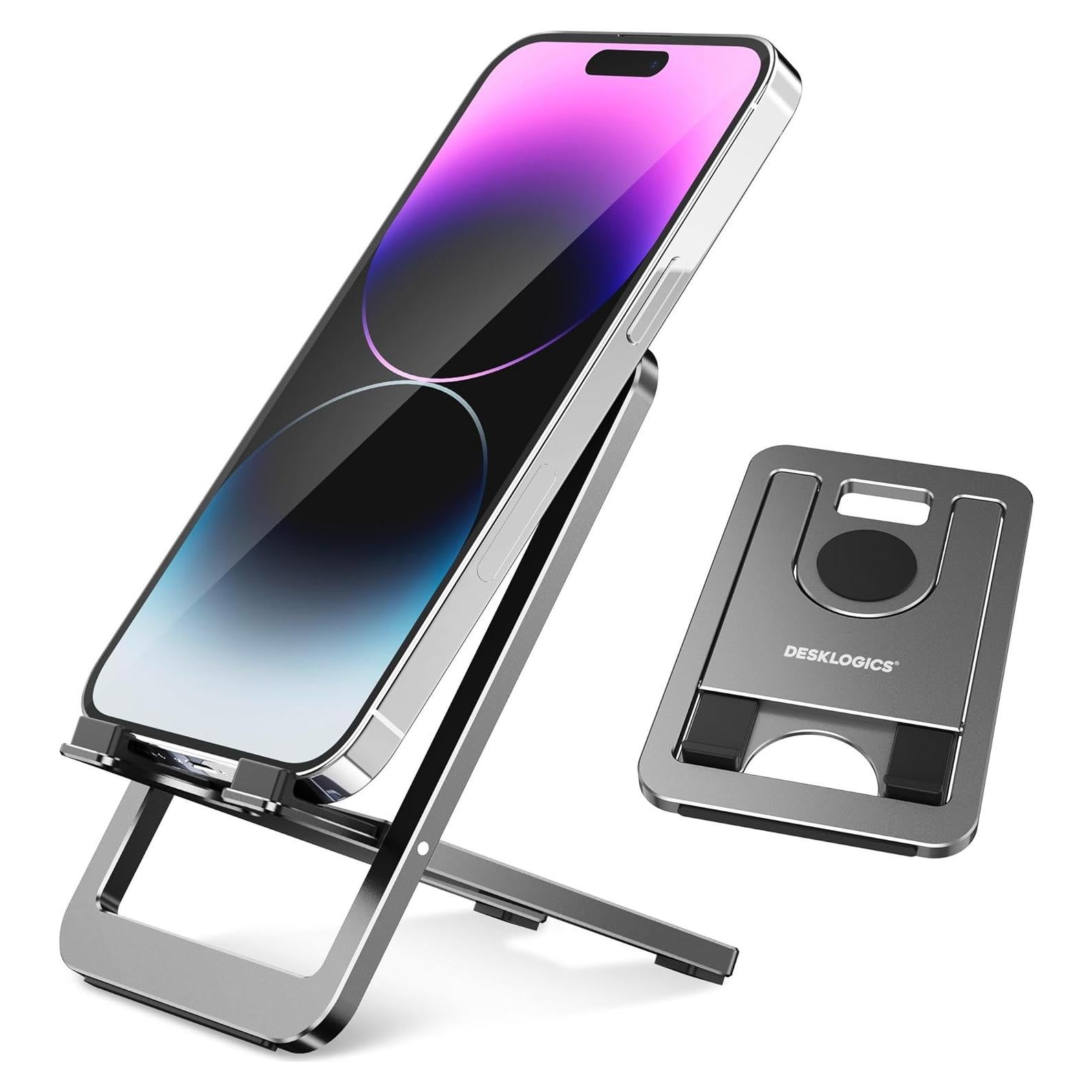 Soporte de Teléfono Ajustable de Aluminio DeskLogics Negro