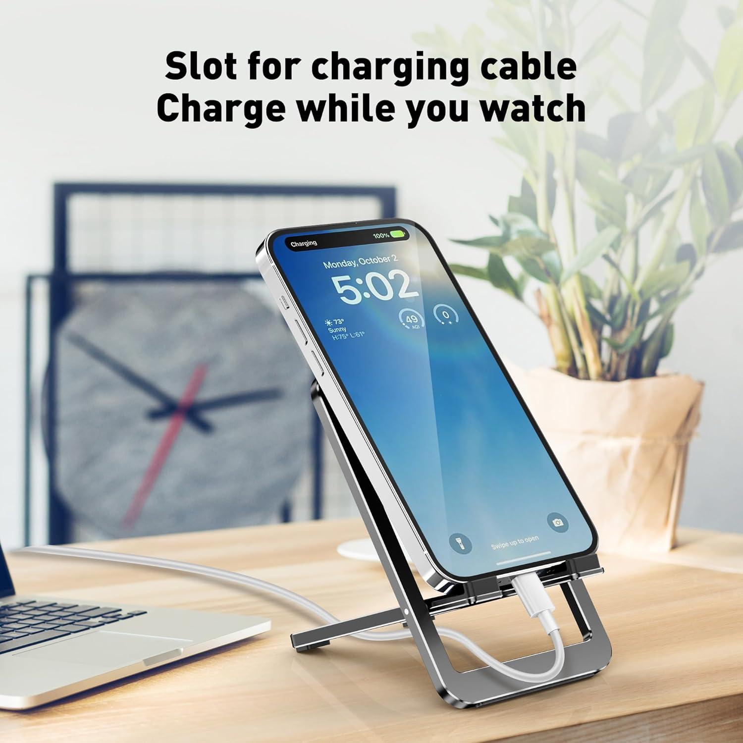 Soporte de Teléfono Ajustable de Aluminio DeskLogics Negro