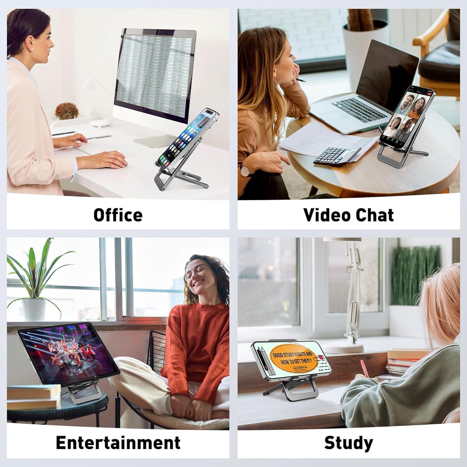Soporte de Teléfono Ajustable de Aluminio DeskLogics Negro