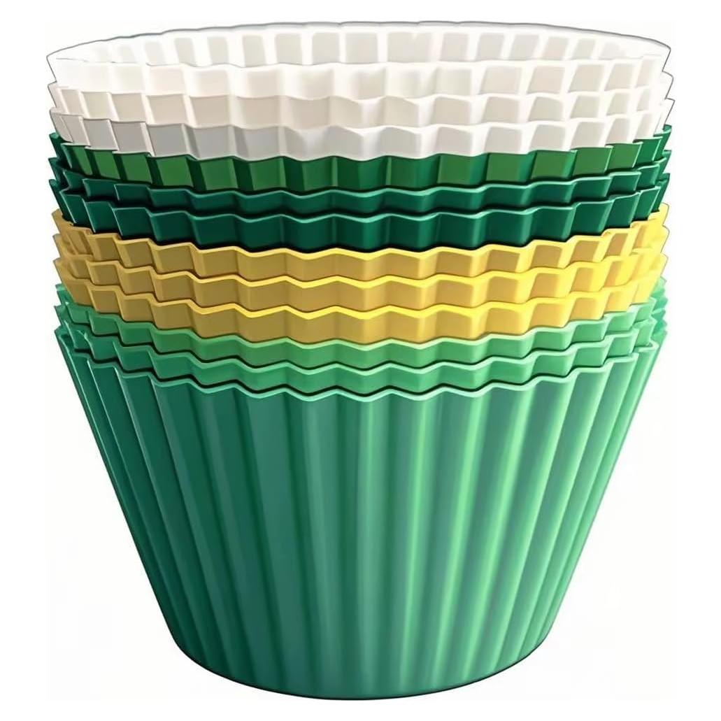 Tazas de Hornear de Silicona IELEK 12 Pack Antiadherentes