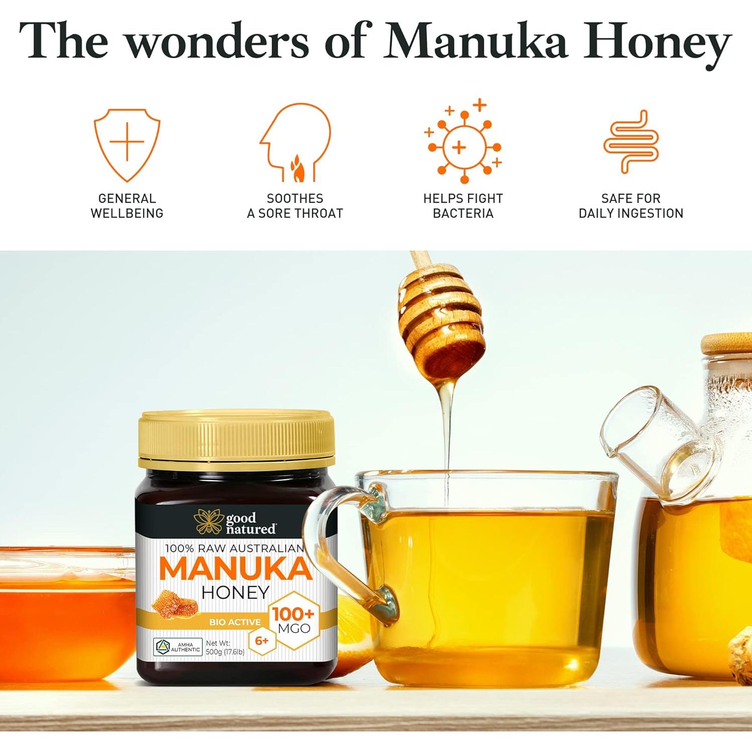 Miel de Manuka Cruda 500g Good Natured MGO 100+ NPA 6+