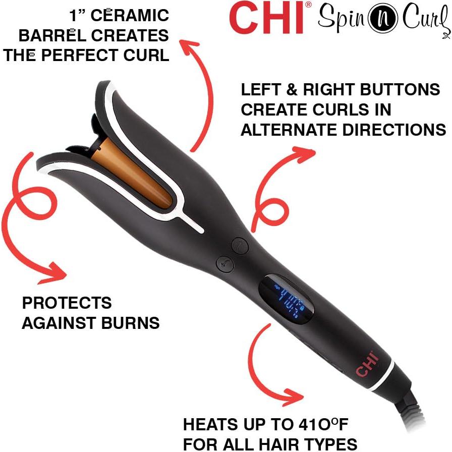 Rizador CHI Spin N Curl Negro 1 Cuenta - Ondas Perfectas