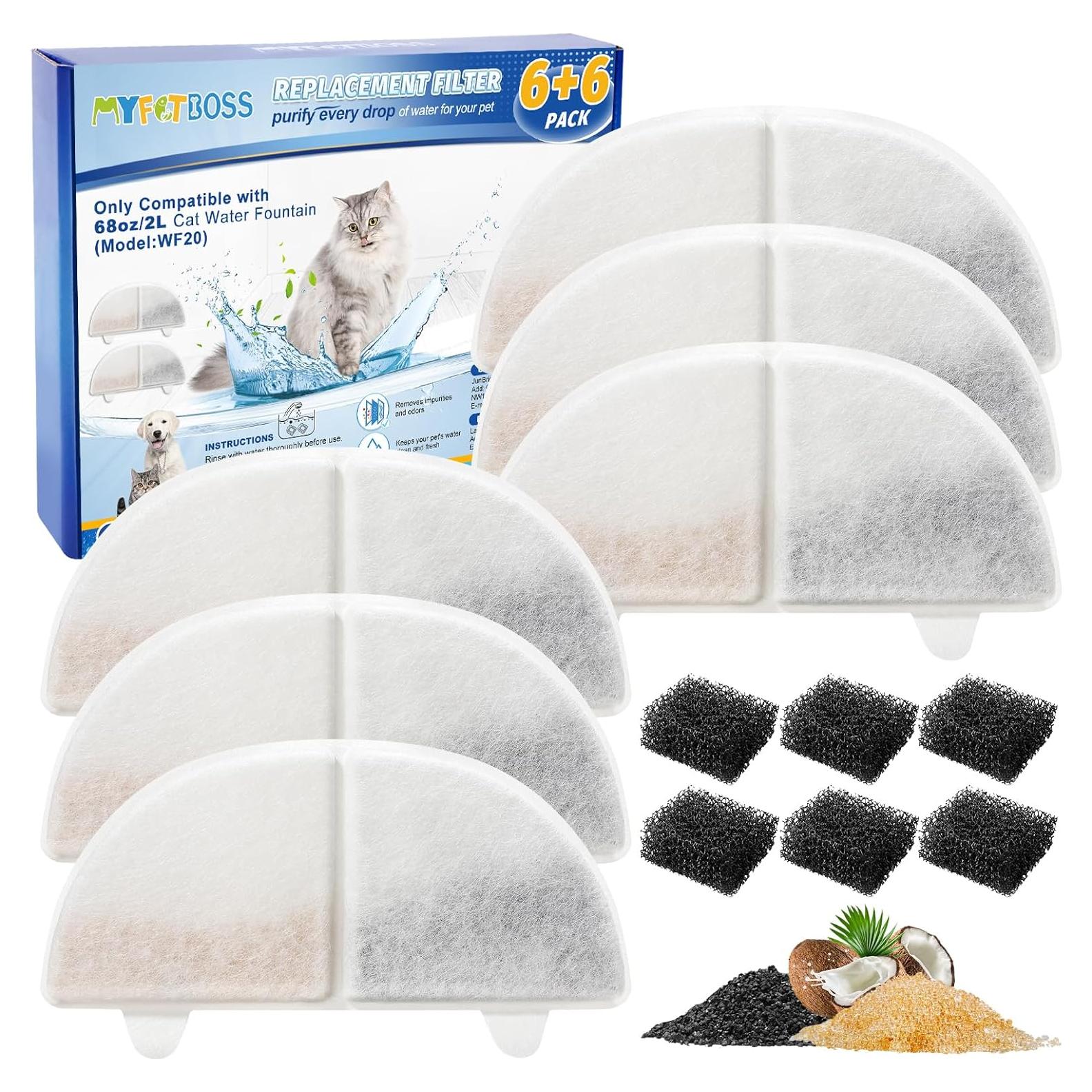 Filtro de Reemplazo para Fuente de Agua para Gatos MyfatBOSS WF20 - Paquete de 6
