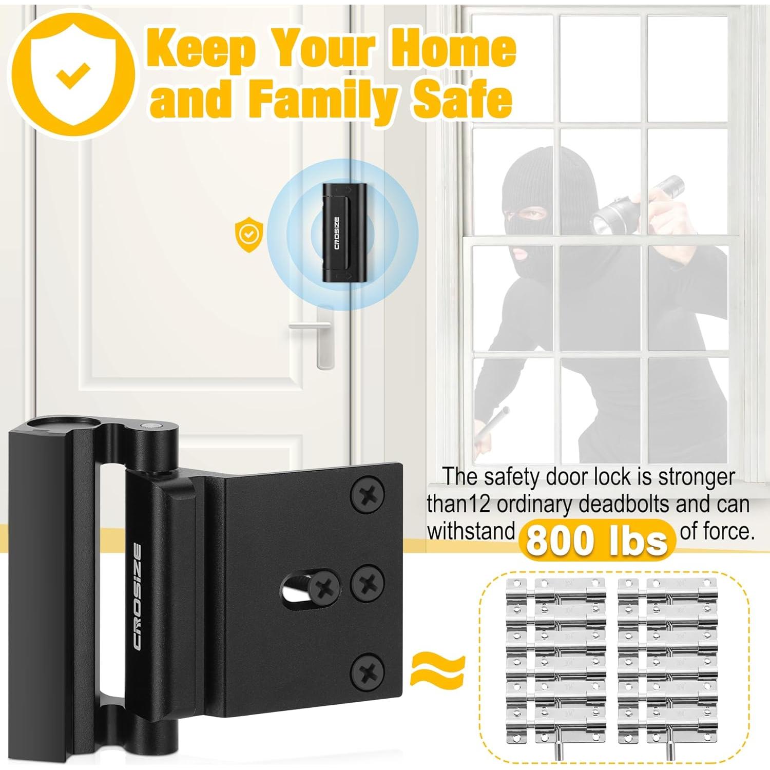 Cerradura de Seguridad Crosize para Puerta Interior Negra