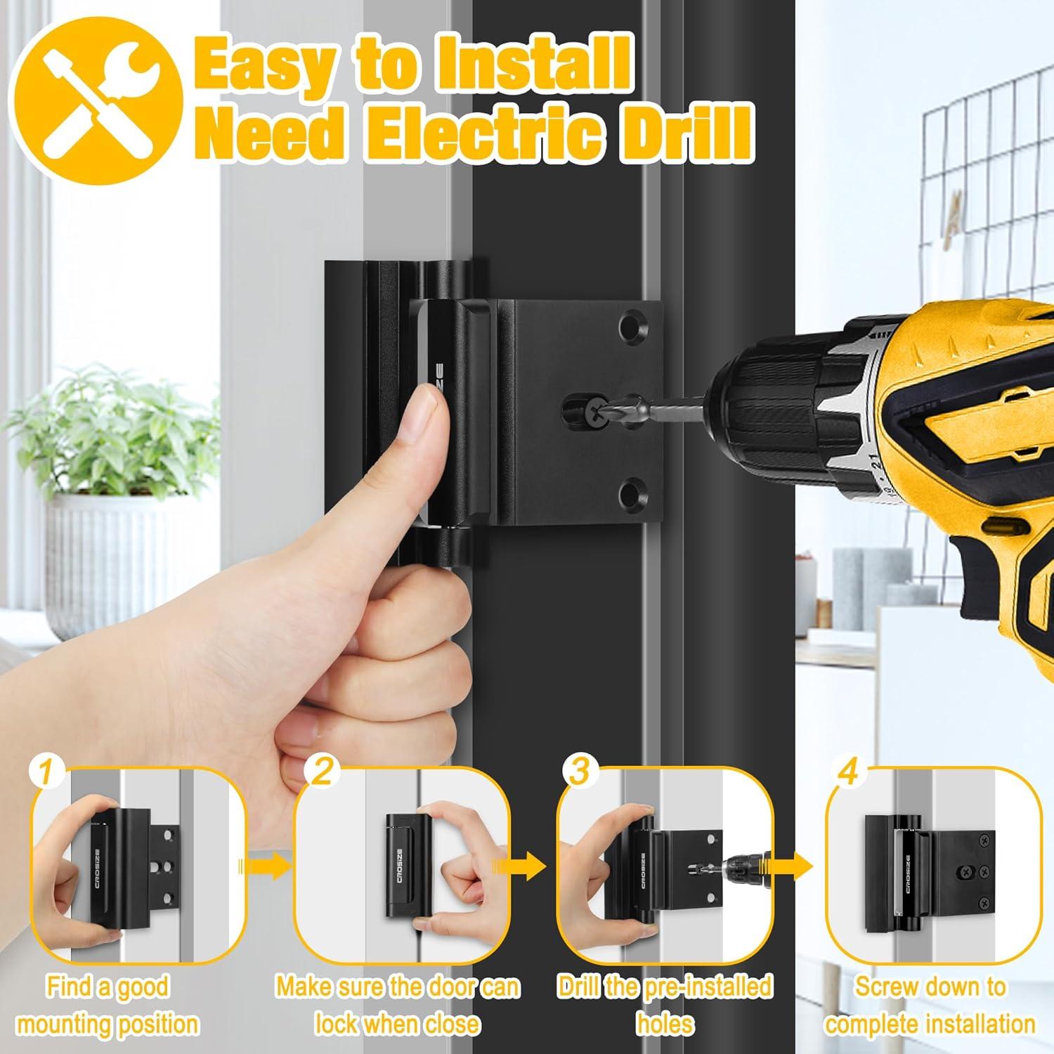 Cerradura de Seguridad Crosize para Puerta Interior Negra