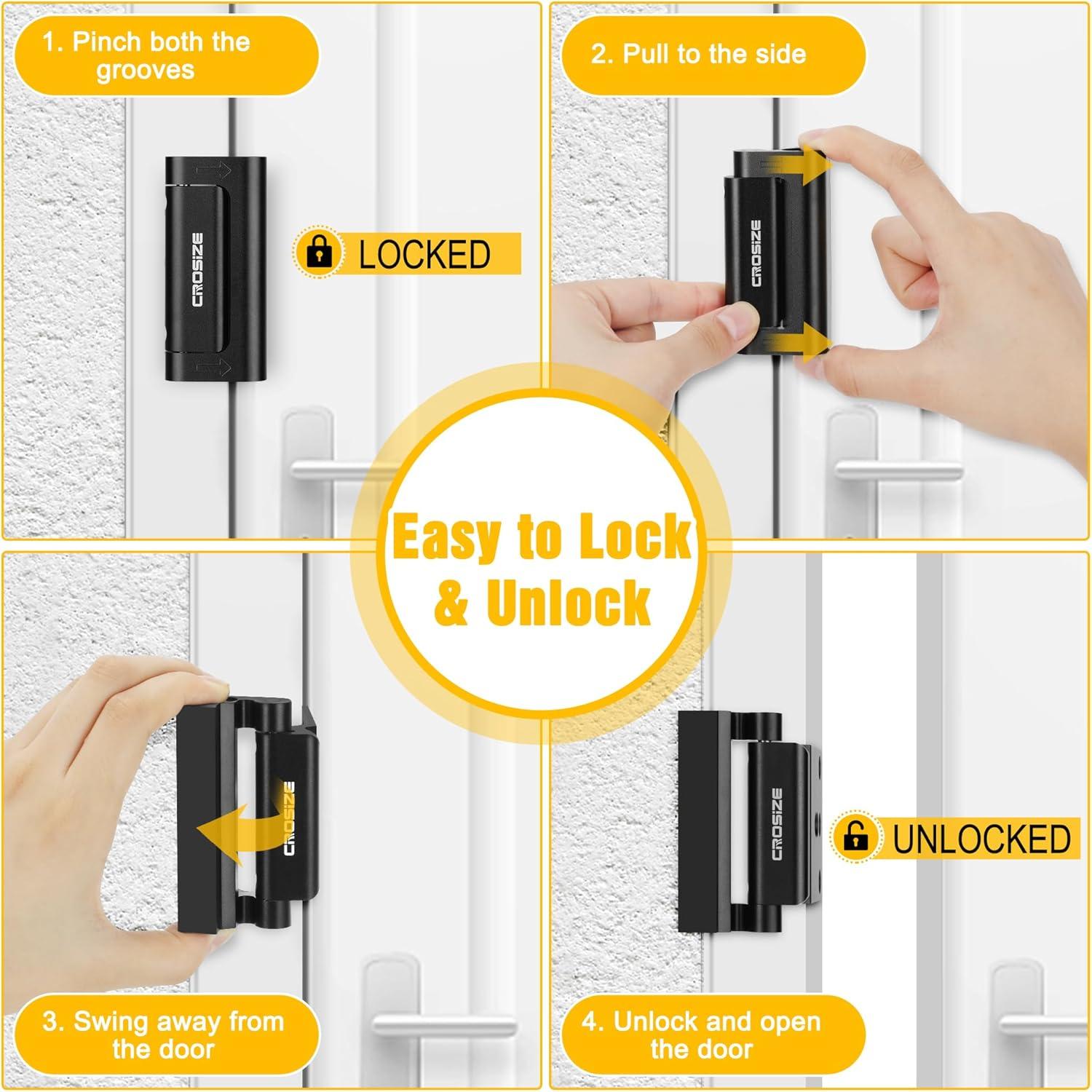 Cerradura de Seguridad Crosize para Puerta Interior Negra