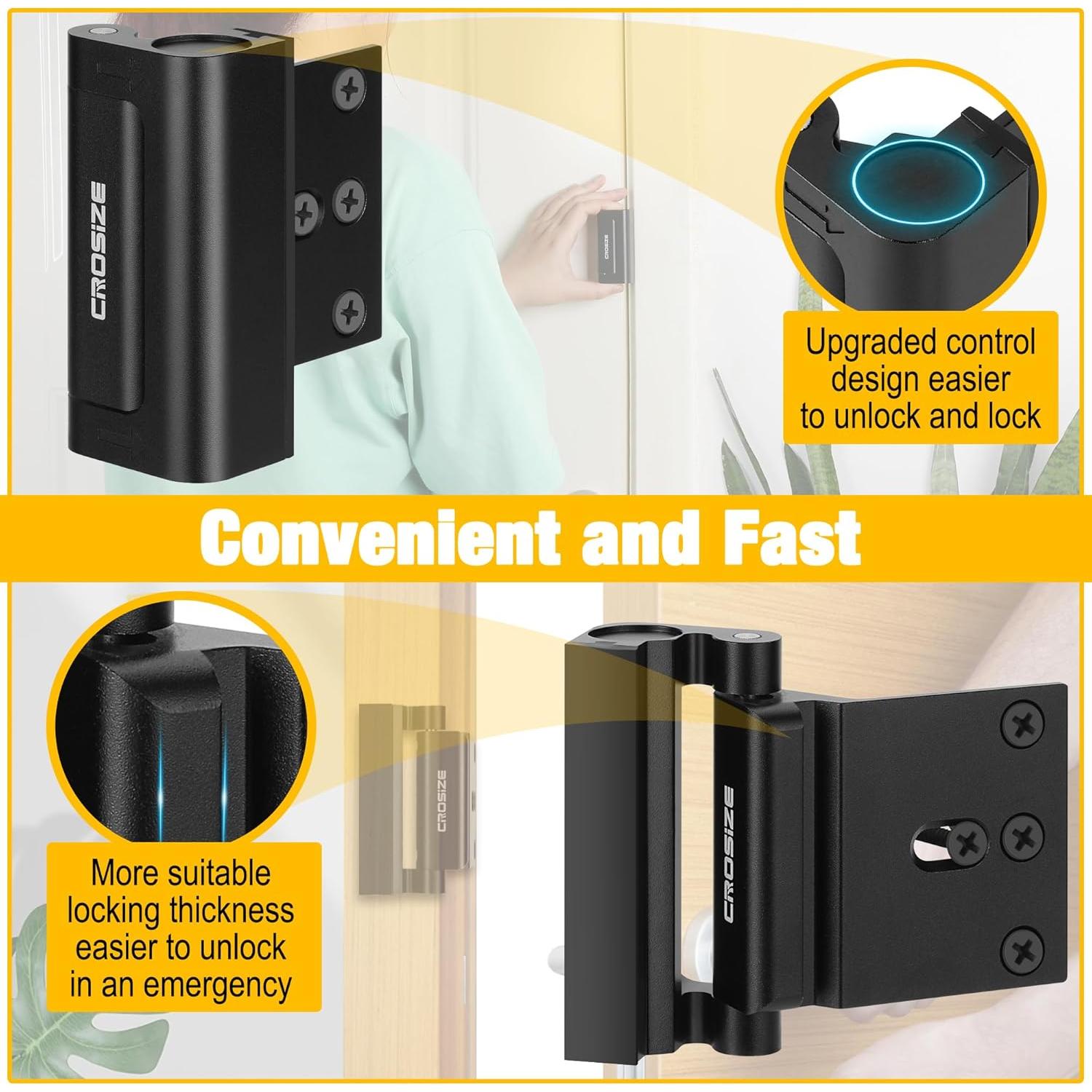 Cerradura de Seguridad Crosize para Puerta Interior Negra